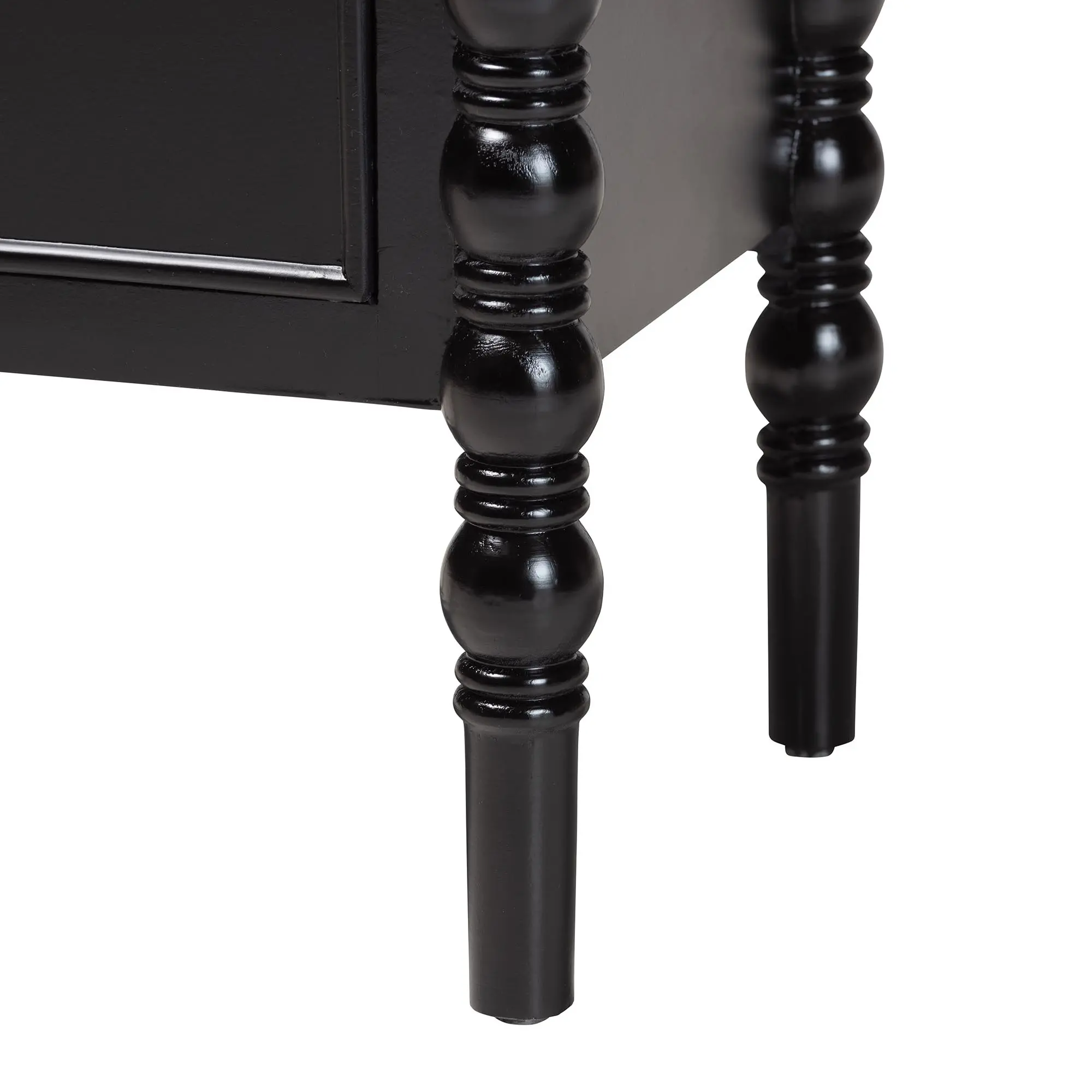 253-14067-RCW Milena Classic Black Wood 3-Drawer End Table with Spindle Legs-8