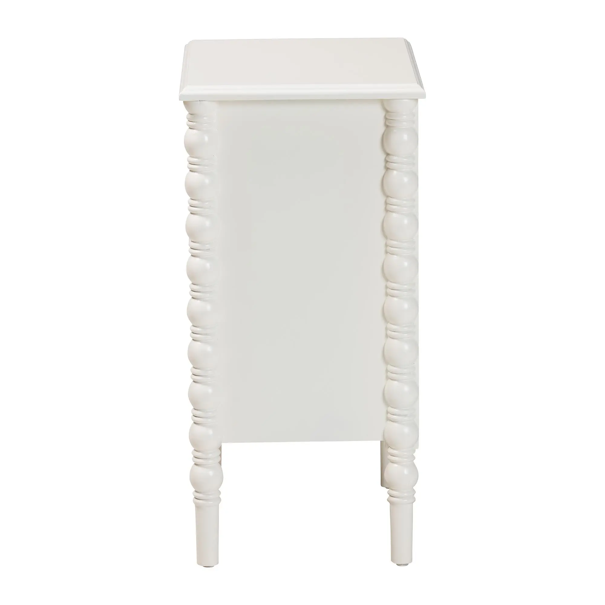 253-14066-RCW Milena Classic White Wood 3-Drawer End Table with Spindle Legs-5