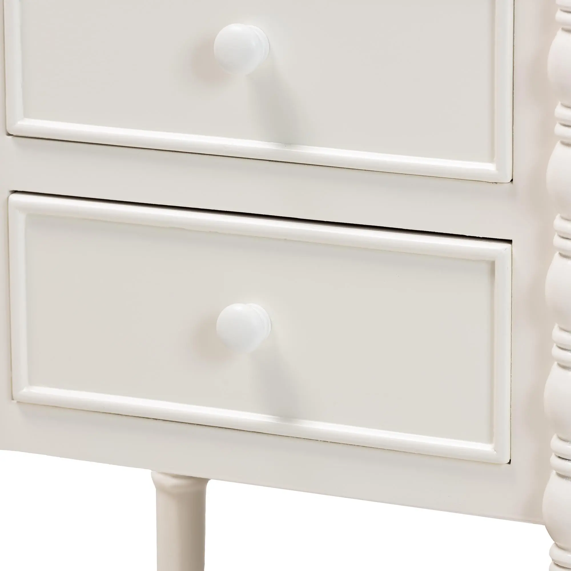 253-14066-RCW Milena Classic White Wood 3-Drawer End Table with Spindle Legs-7