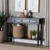 253-14069-RCW Milena Classic Black Wood 2-Drawer Console Table with Spindle Legs