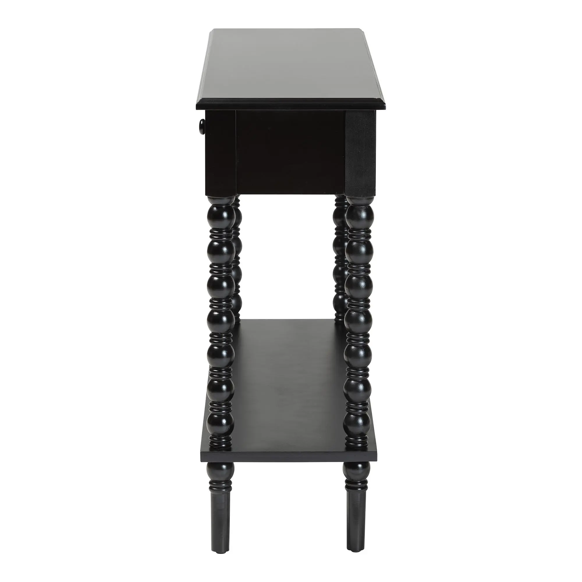 253-14069-RCW Milena Classic Black Wood 2-Drawer Console Table with Spindle Legs-5