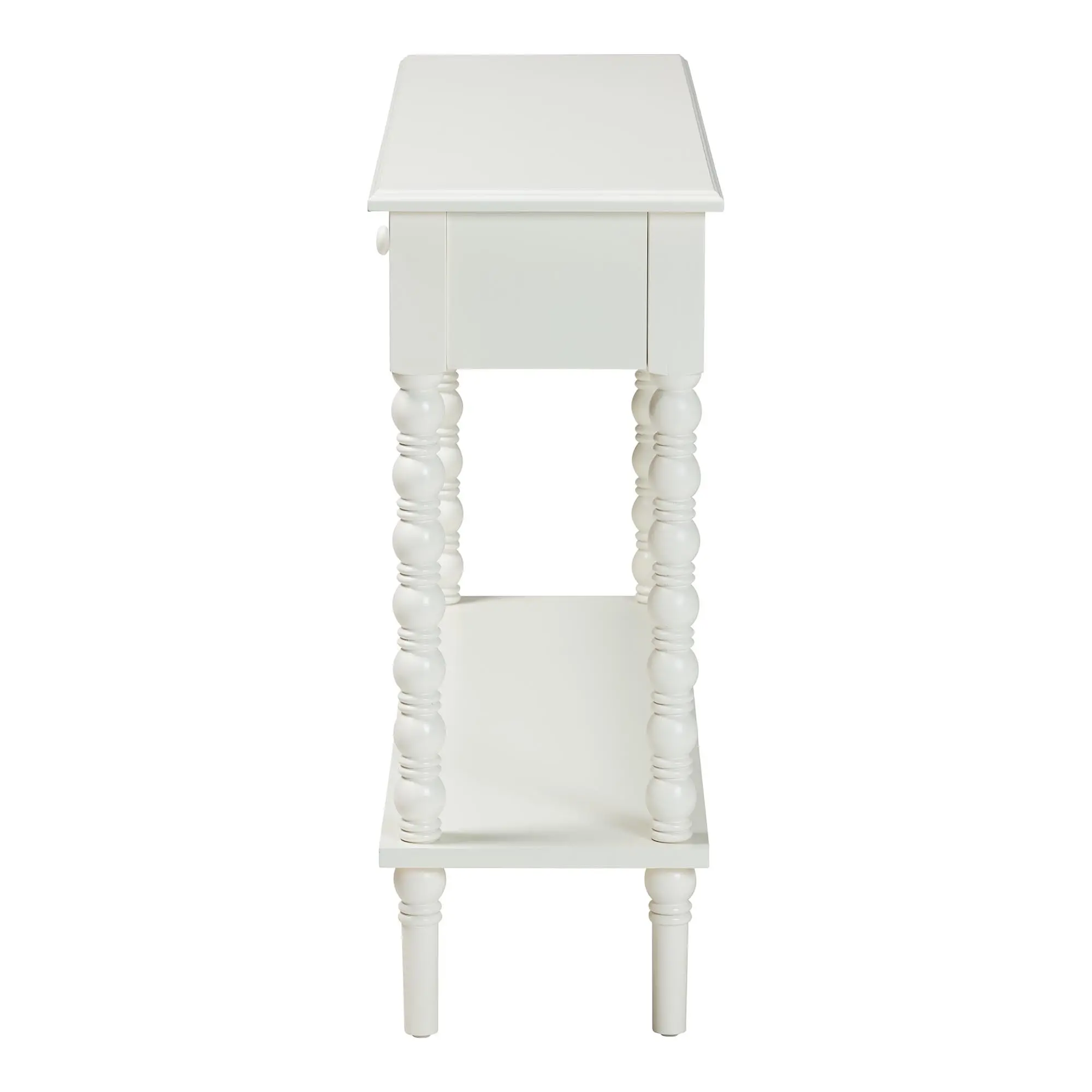 253-14068-RCW Milena Classic White Wood Console Table with Spindle Legs-5