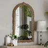 254-14109-RCW Caitlin Antique Golden Arch Wall Mirror with Carved Leaf Border