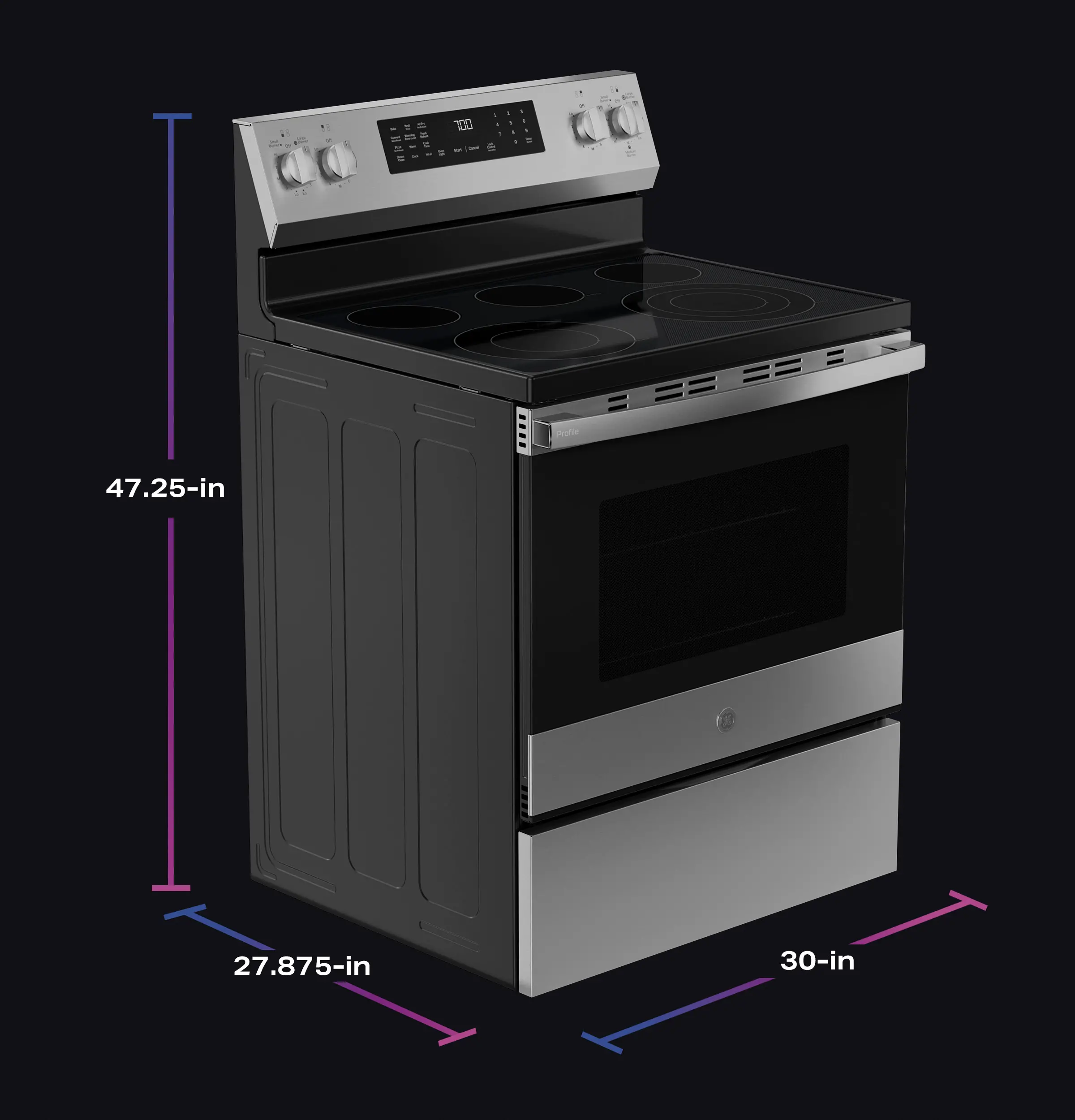 PRF700AYFS GE Profile 5.3 Cu Ft Single Oven Electric Range - Stainless Steel-3