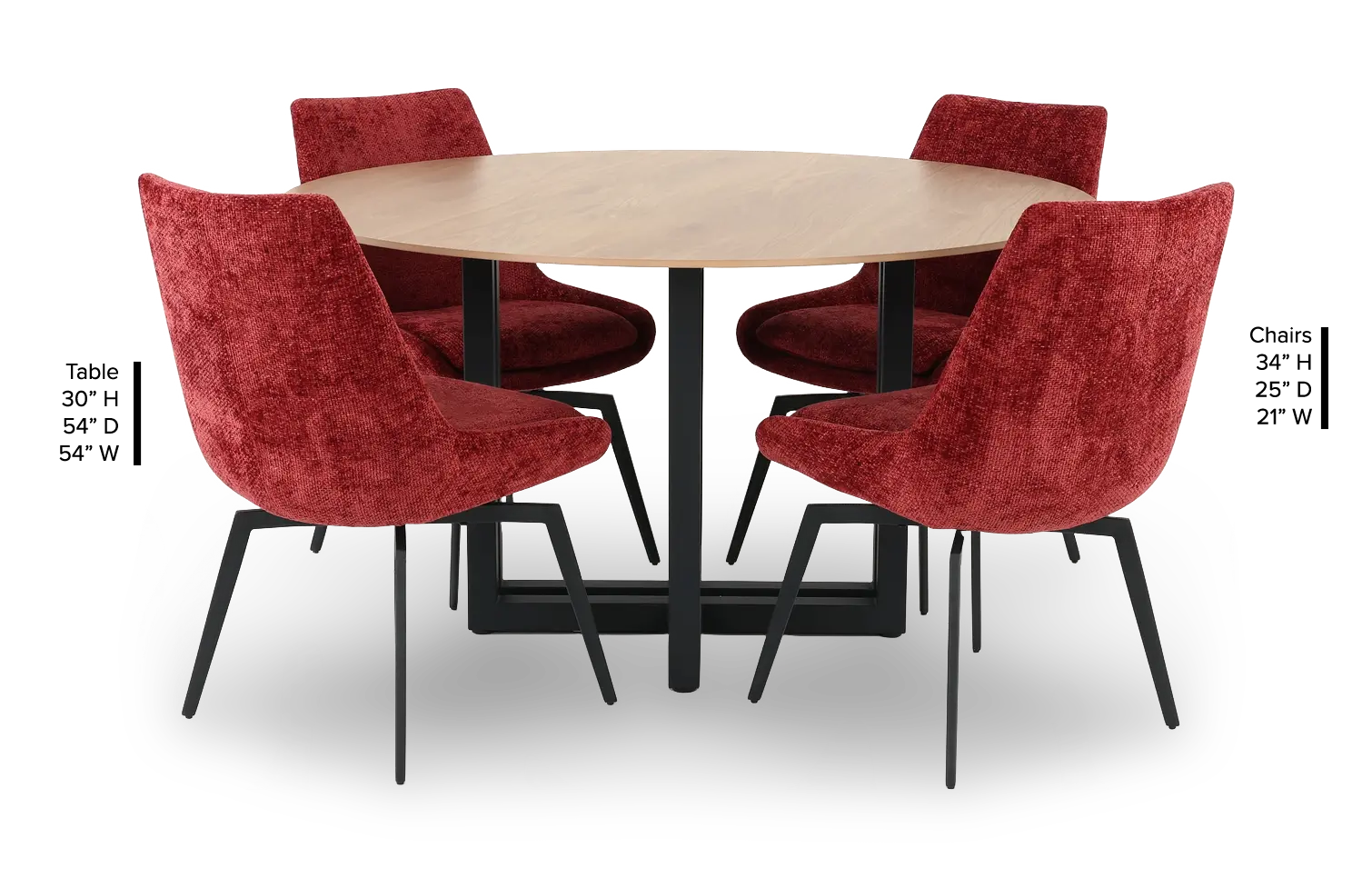 KIT/CADE-4SC-CHERRY-CHR Cade Cherry Red 5-Piece Dining Table Set-3