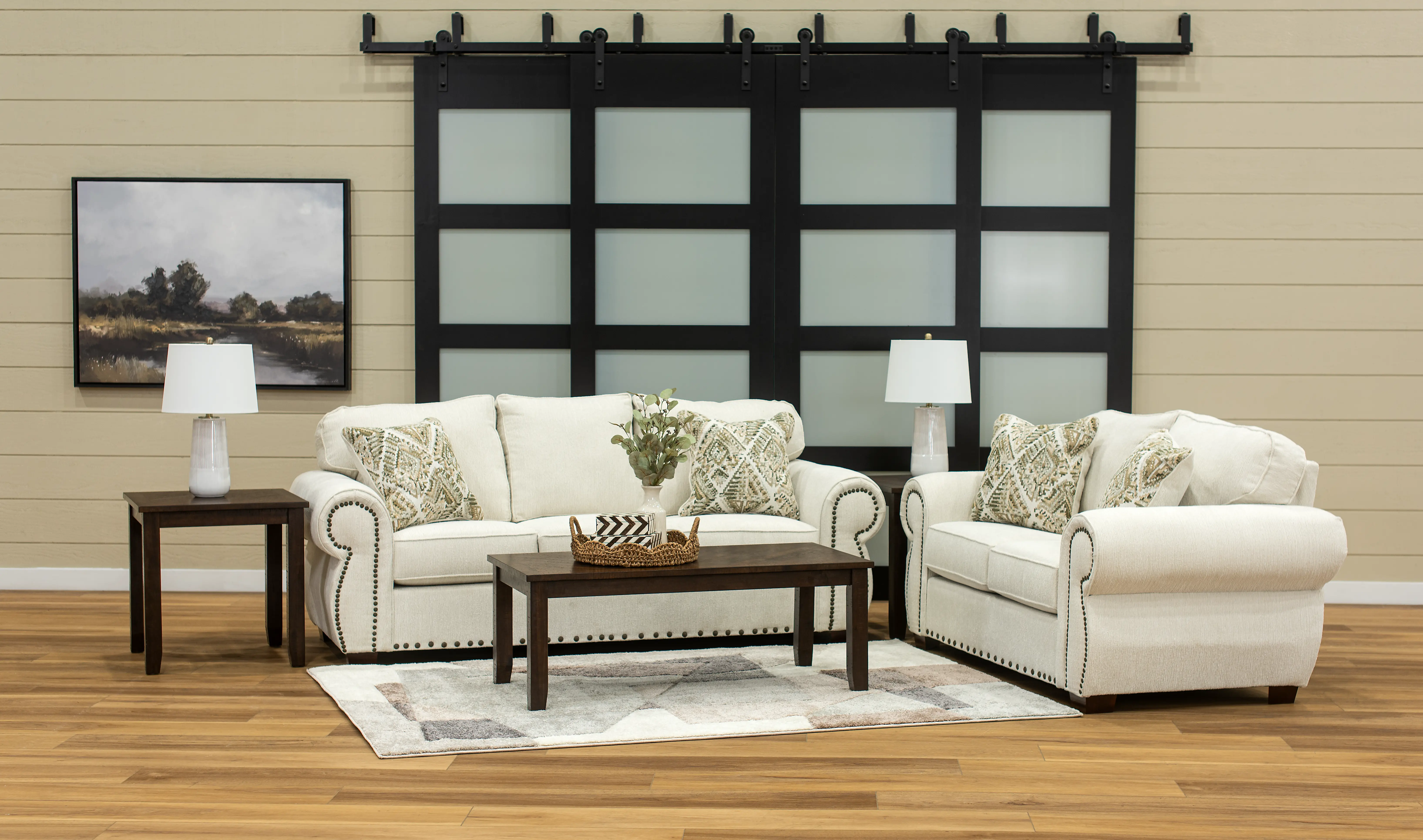 7PC/SOUTHPORT/CRM/SLLTL Southport Cream Sleeper Sofa 7 Piece Living Room Set-1