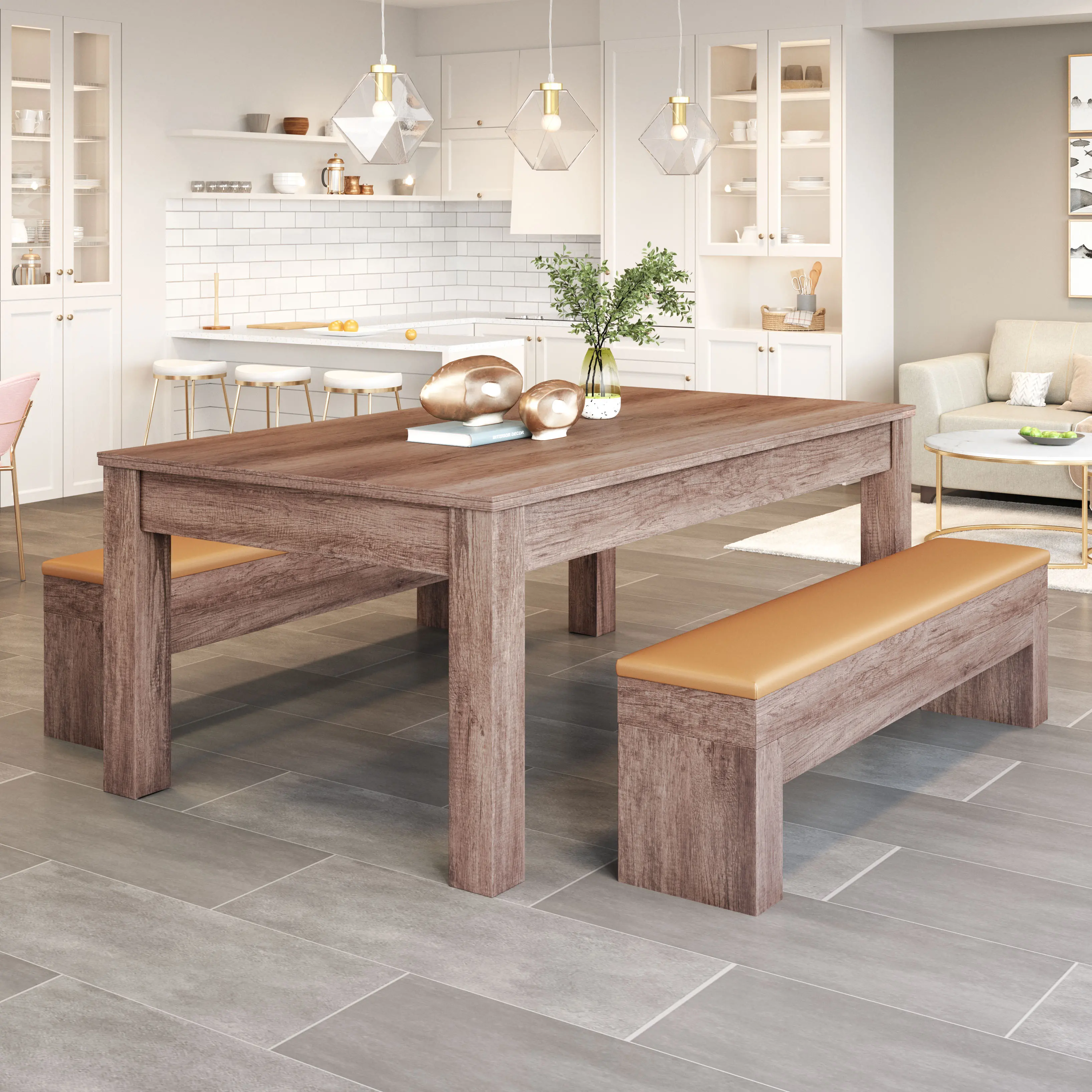 Bonker Driftwood Brown 3-in-1 Multi-Game Dining Table-2