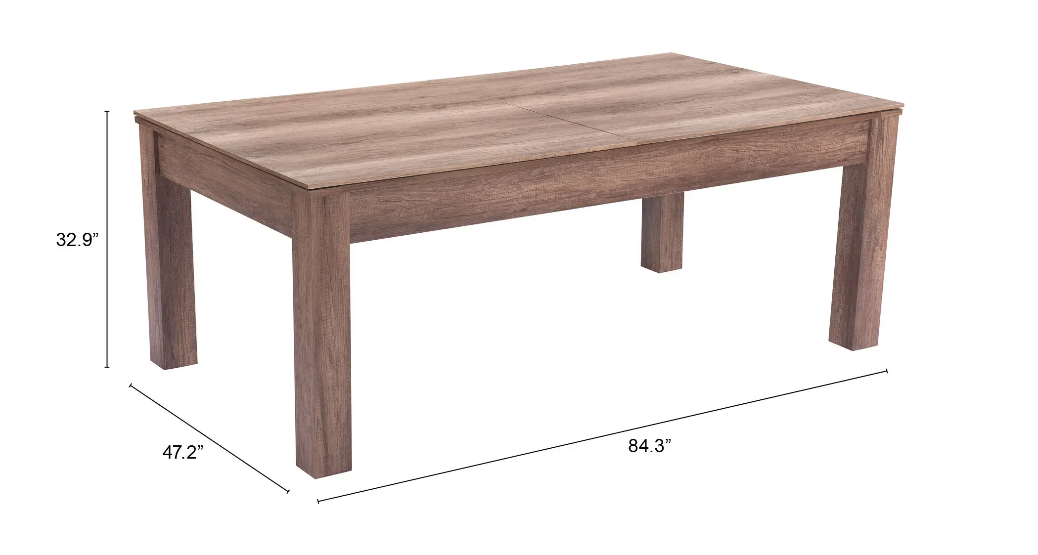 Bonker Driftwood Brown 3-in-1 Multi-Game Dining Table-3