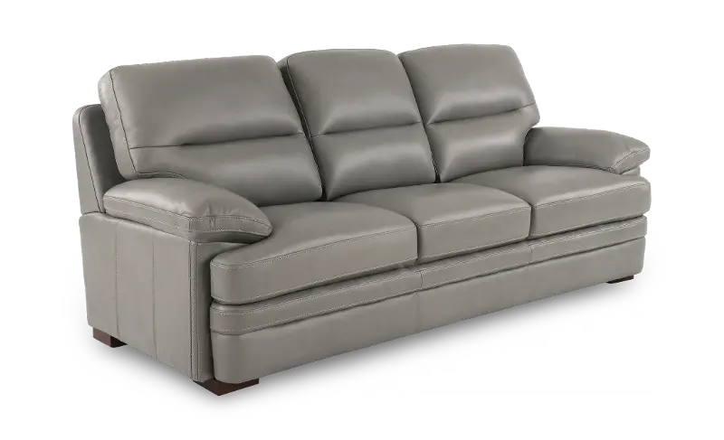 David Pebble Gray Leather Sofa