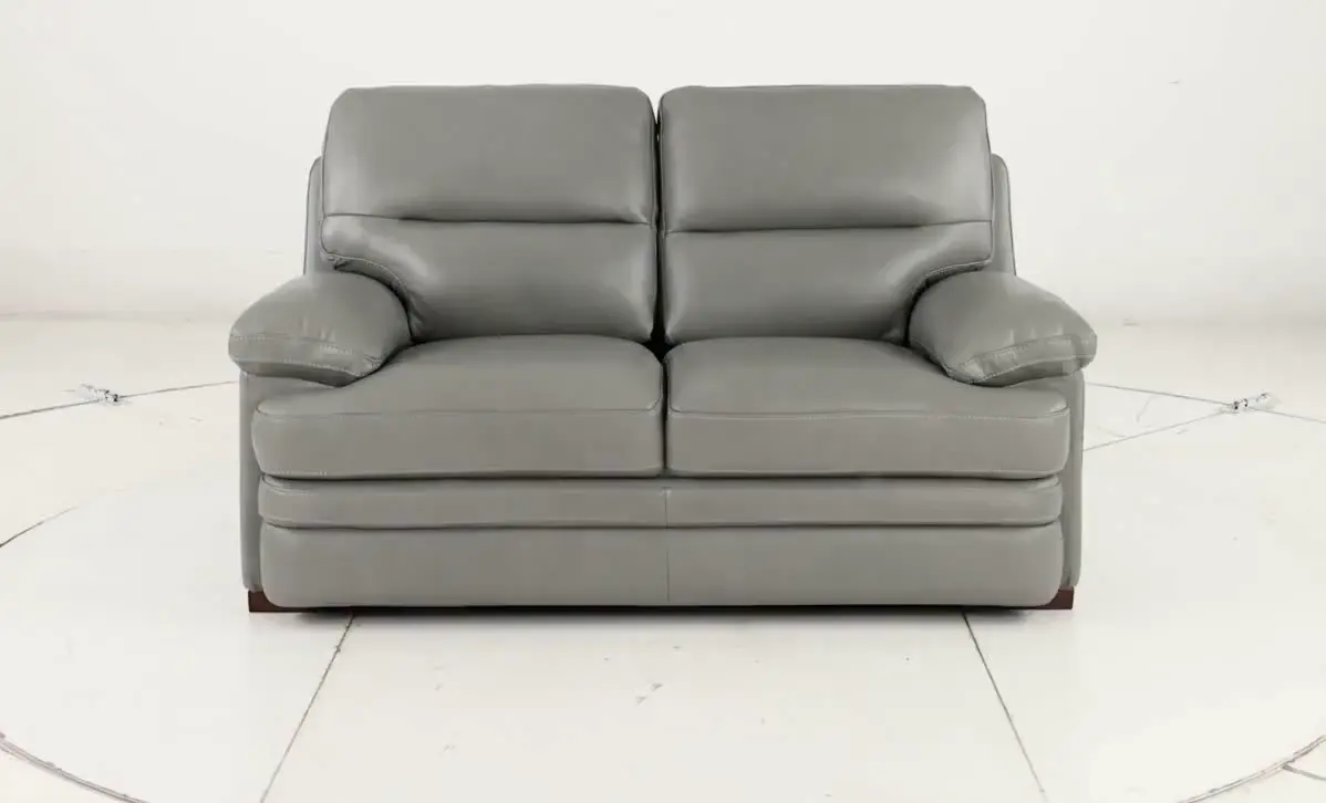 David Pebble Gray Leather Loveseat-11
