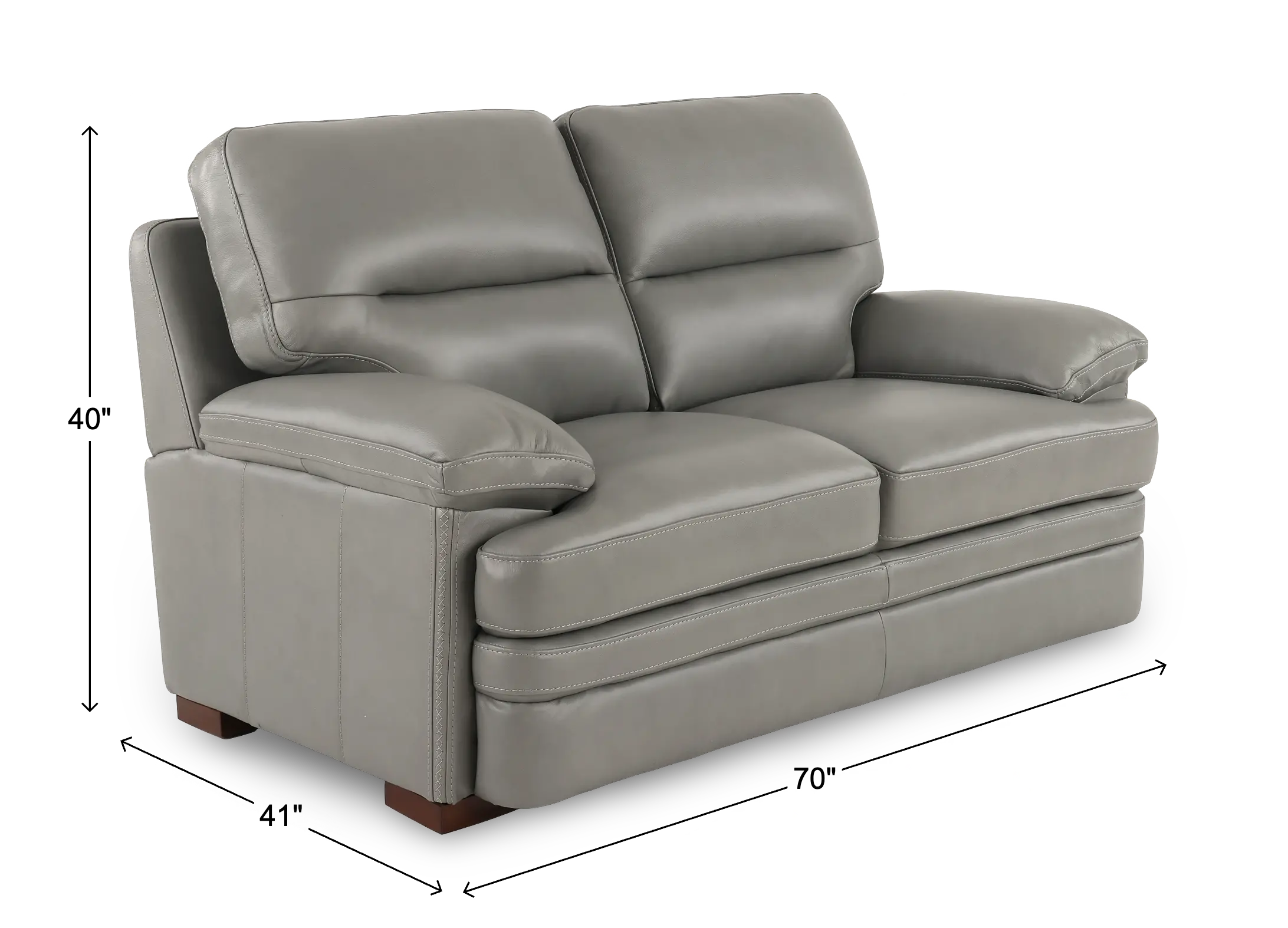 David Pebble Gray Leather Loveseat-3