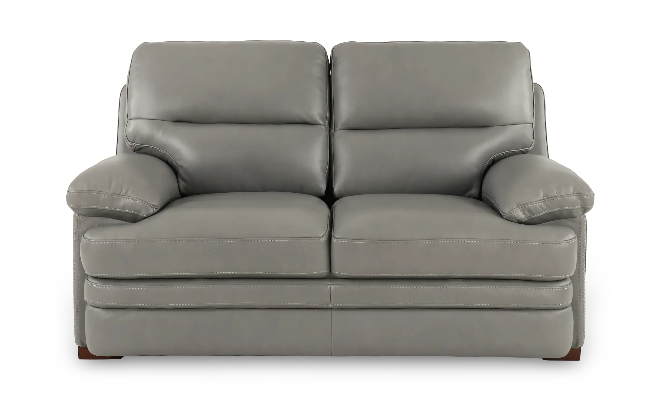 David Pebble Gray Leather Loveseat-4