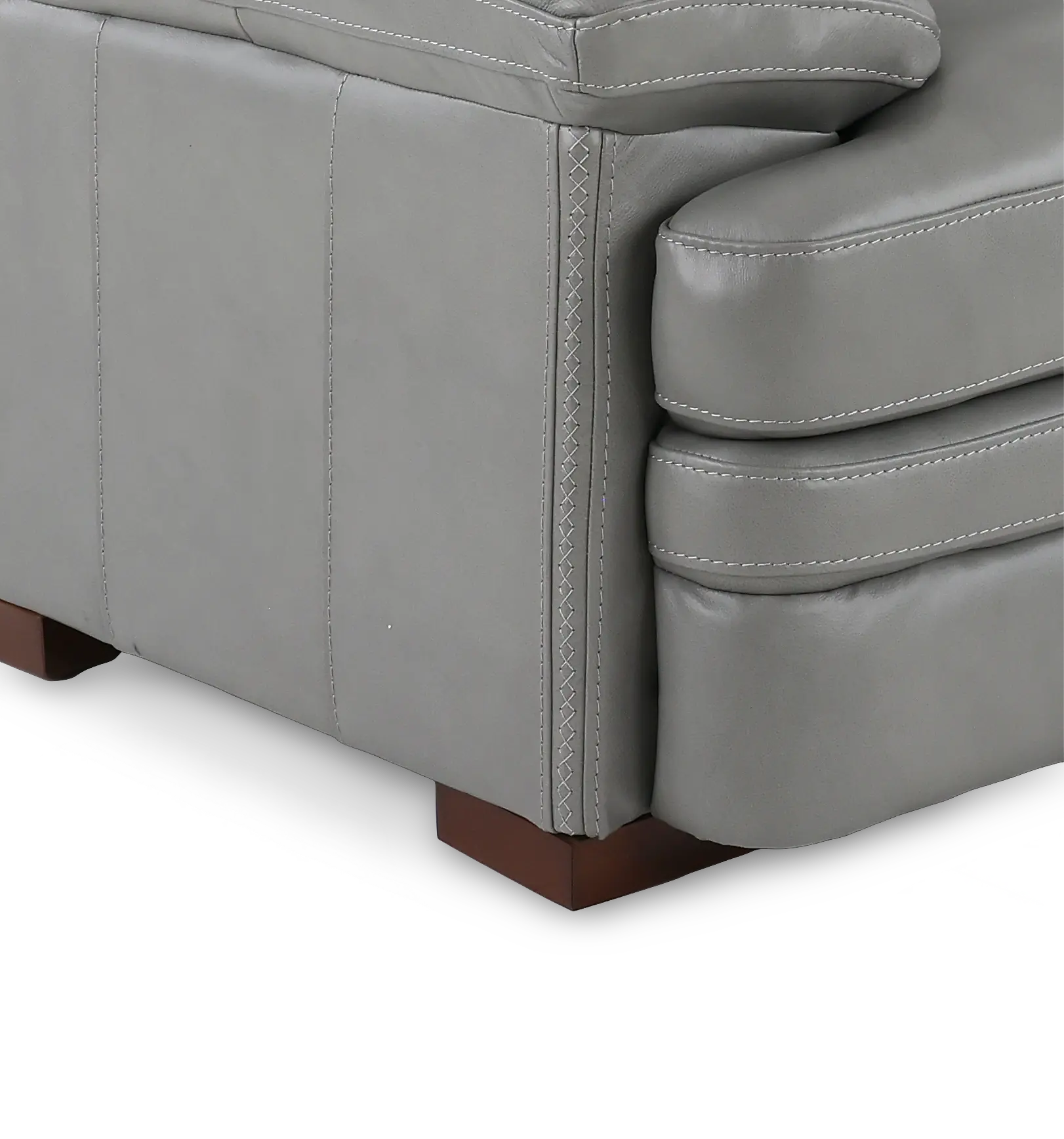 David Pebble Gray Leather Loveseat-8