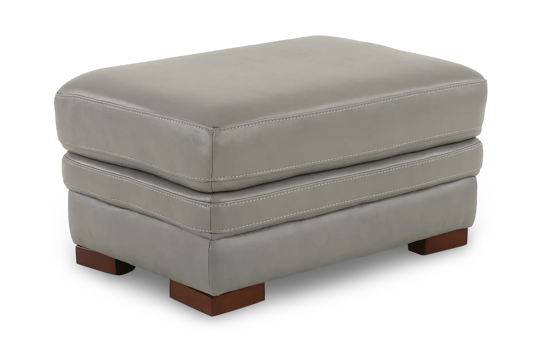 David Pebble Gray Leather Ottoman-1