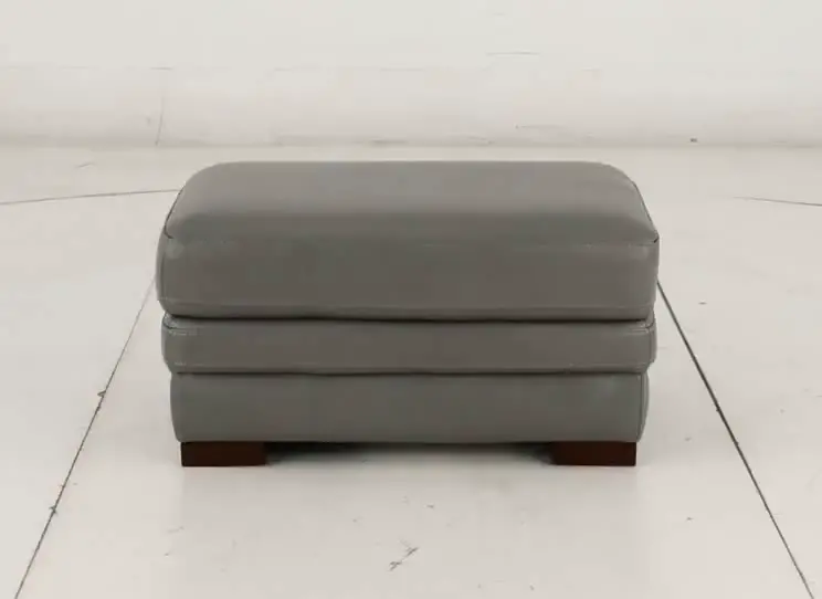 David Pebble Gray Leather Ottoman-10