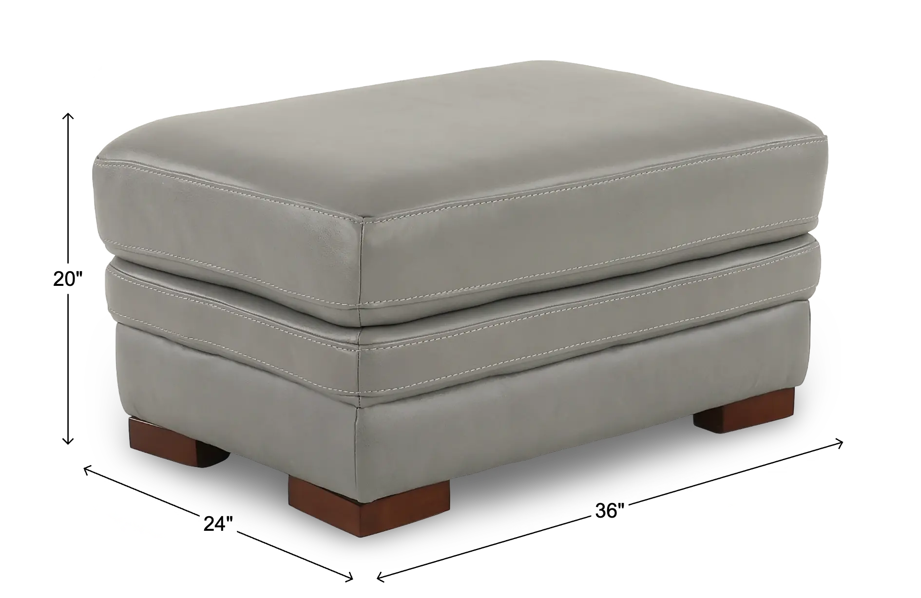 David Pebble Gray Leather Ottoman-3