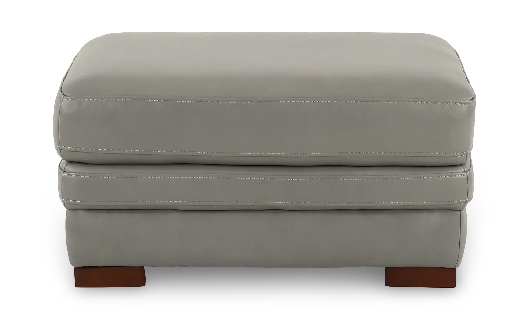 David Pebble Gray Leather Ottoman-4