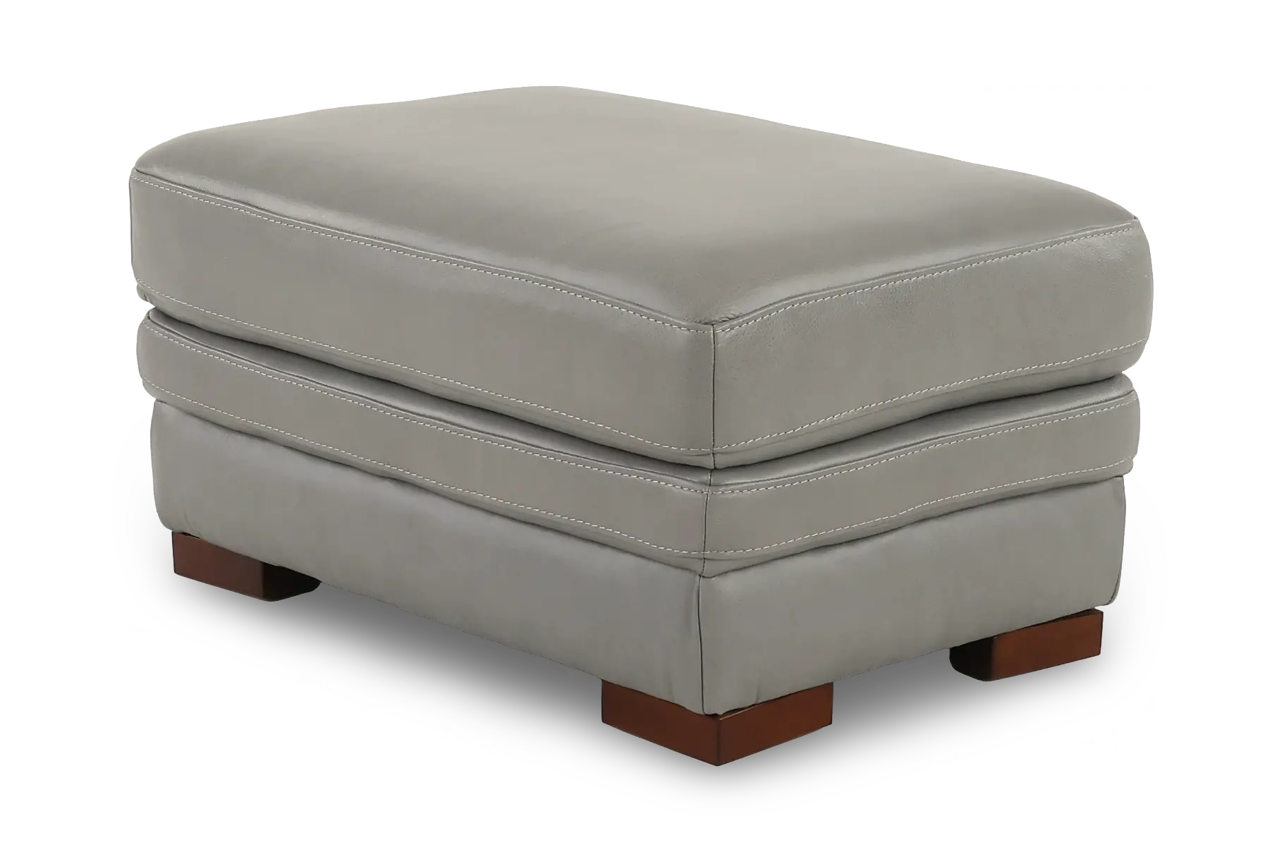 David Pebble Gray Leather Ottoman-6