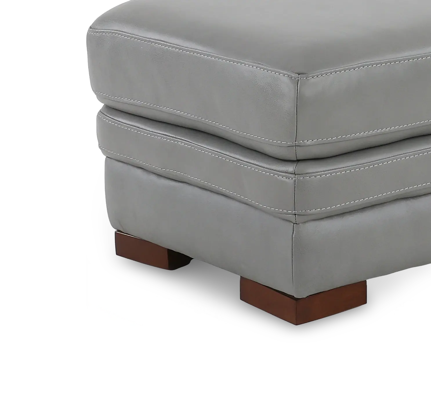 David Pebble Gray Leather Ottoman-7
