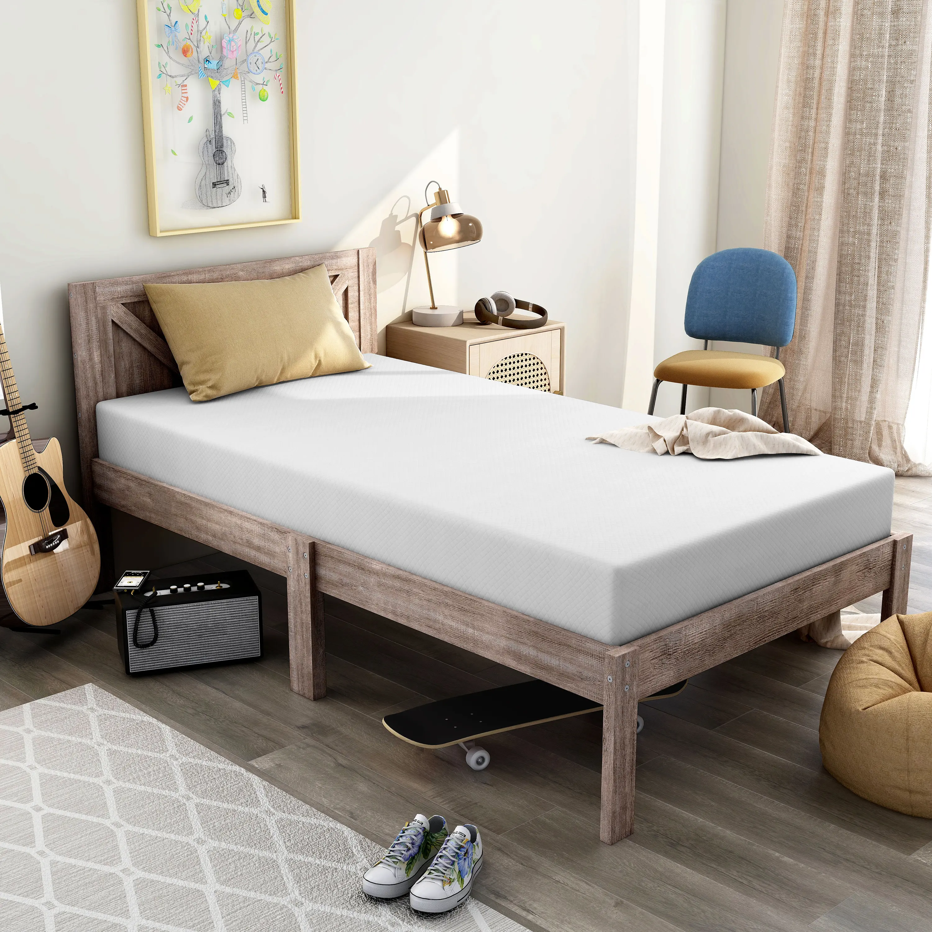 004L-MT001-T Zinnia 6-inch Hypoallergenic Gel Memory Foam Twin Mattress-1