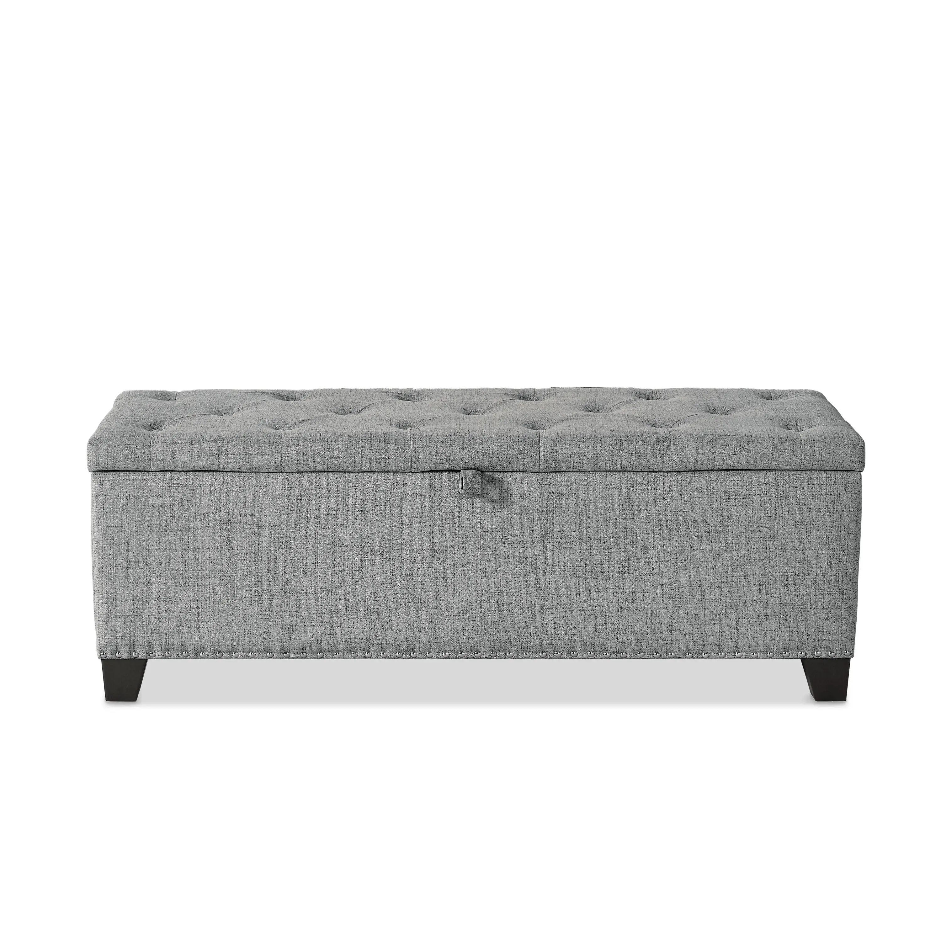 EC-BN2402GY Cole Gray Upholstered Linen Storage Bench-1