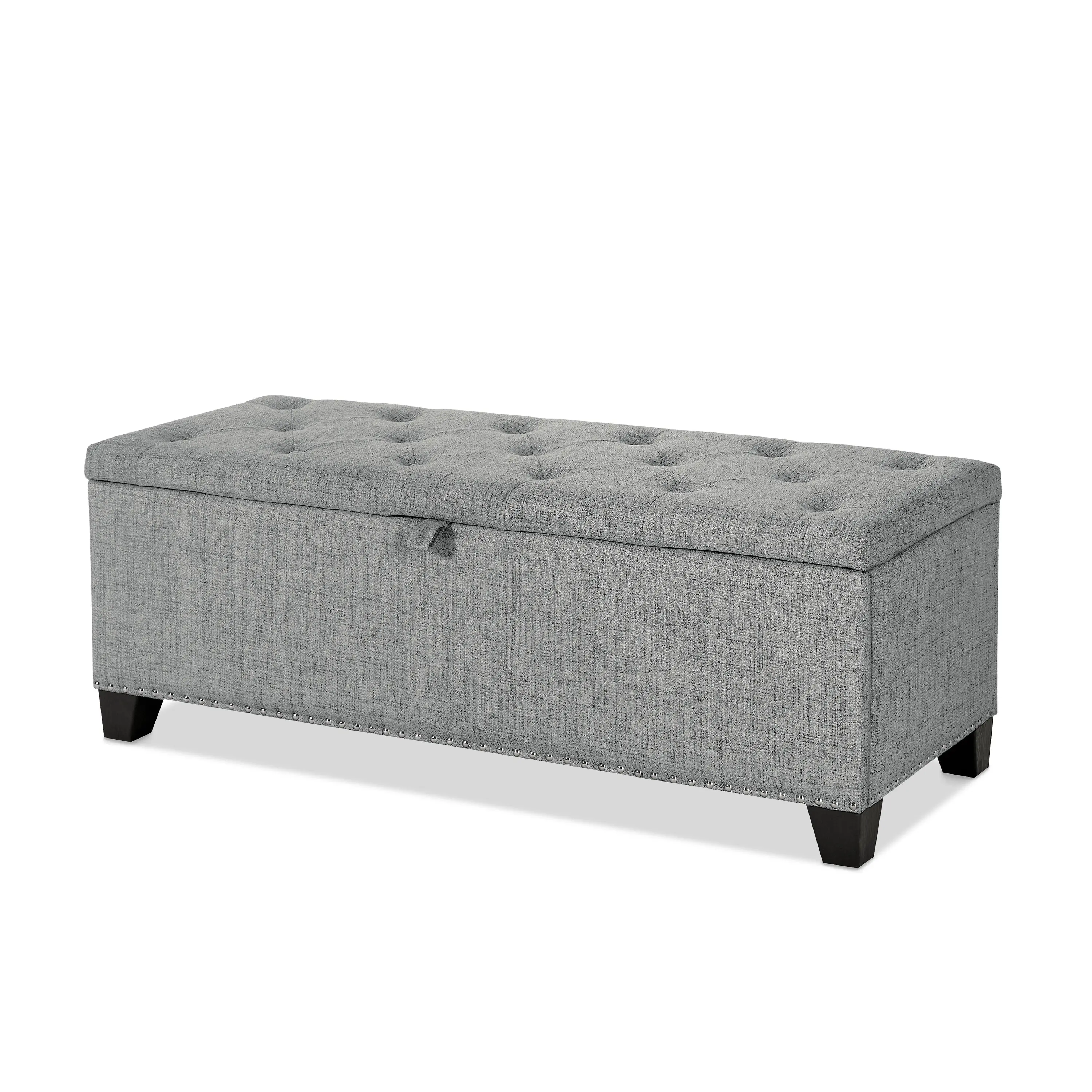 EC-BN2402GY Cole Gray Upholstered Linen Storage Bench-3