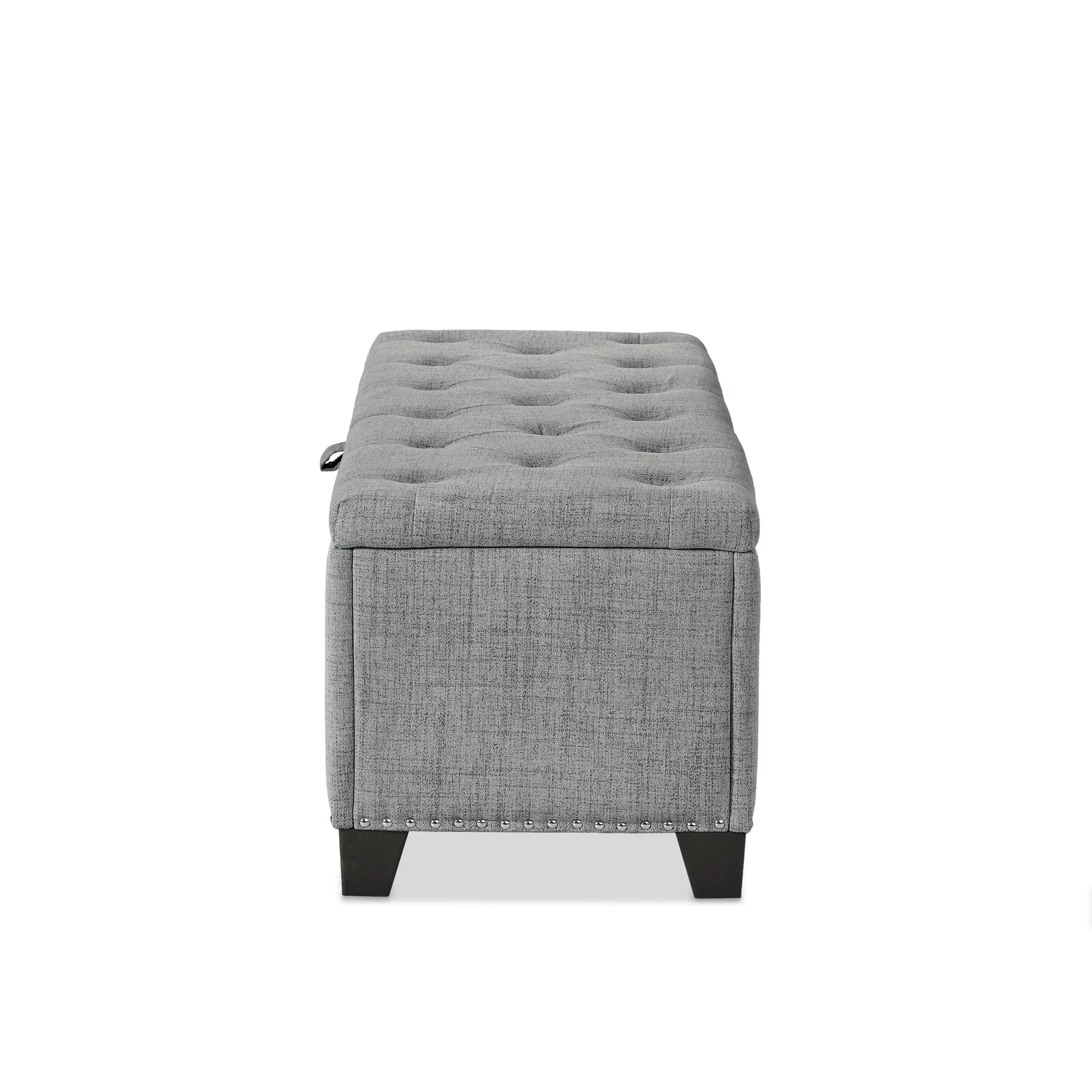 EC-BN2402GY Cole Gray Upholstered Linen Storage Bench-4