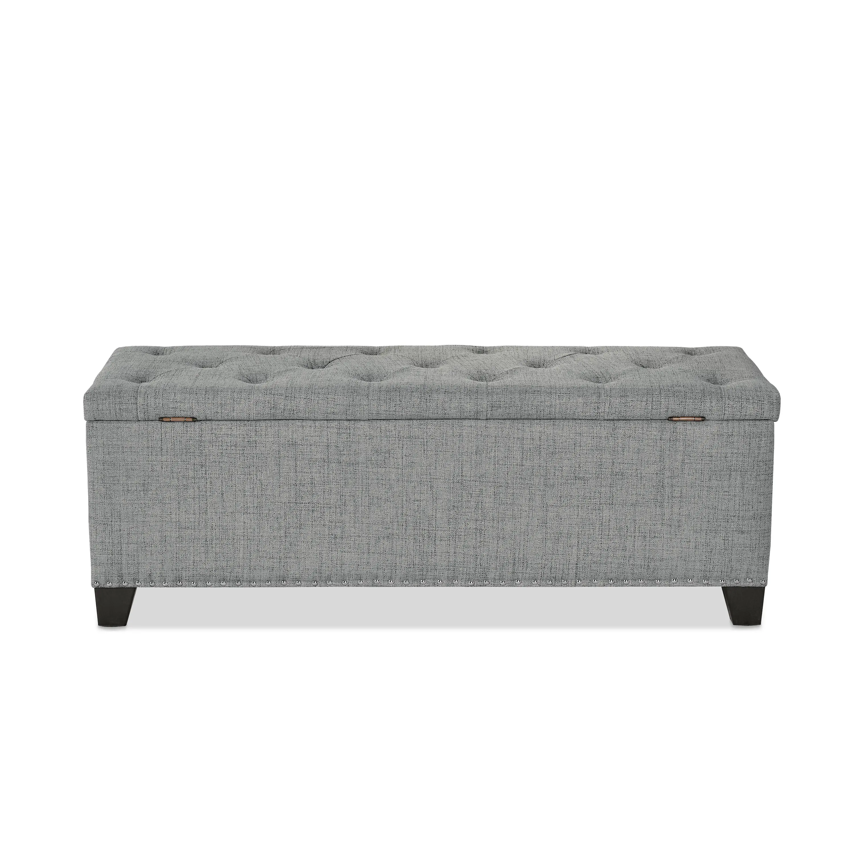 EC-BN2402GY Cole Gray Upholstered Linen Storage Bench-5