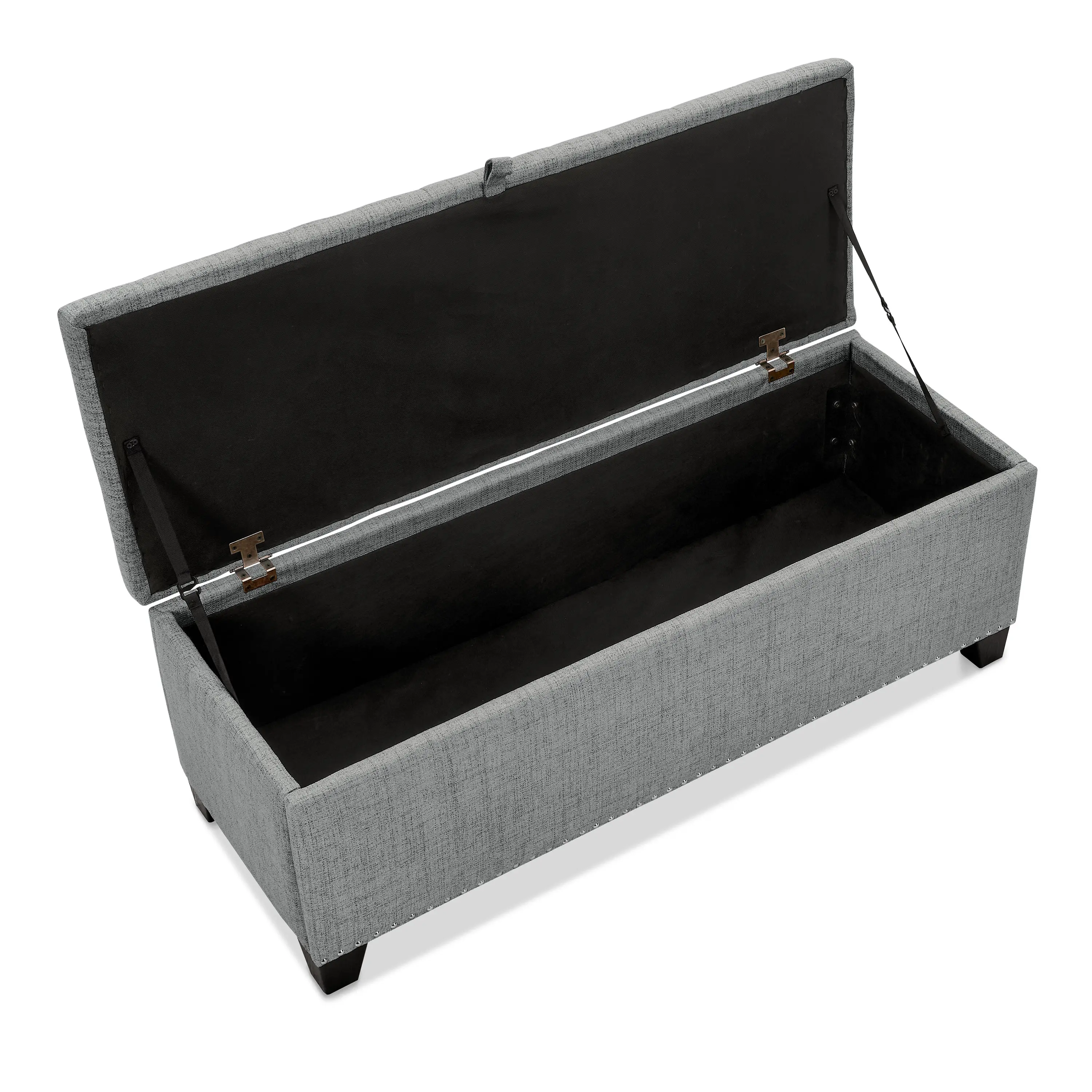 EC-BN2402GY Cole Gray Upholstered Linen Storage Bench-6