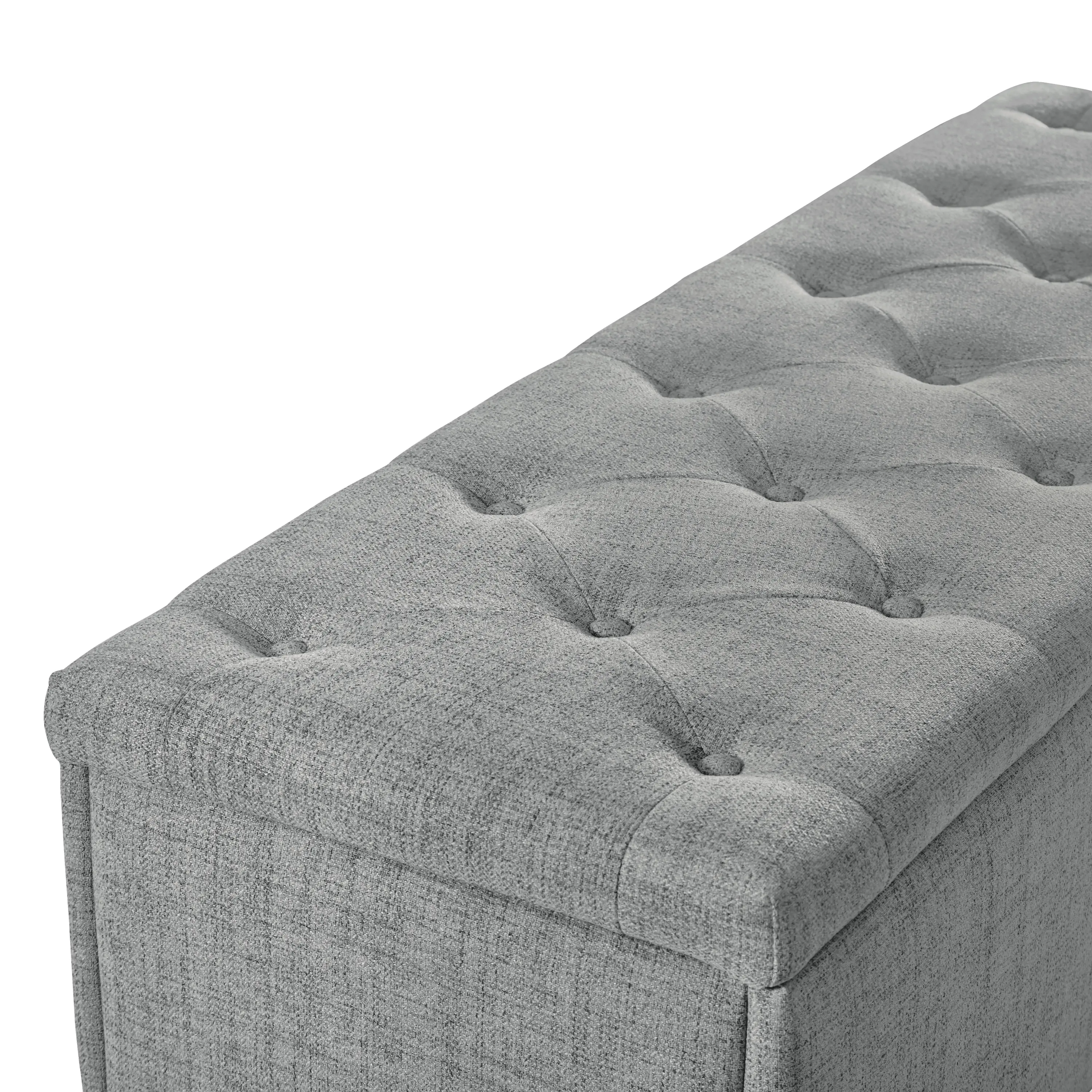 EC-BN2402GY Cole Gray Upholstered Linen Storage Bench-7