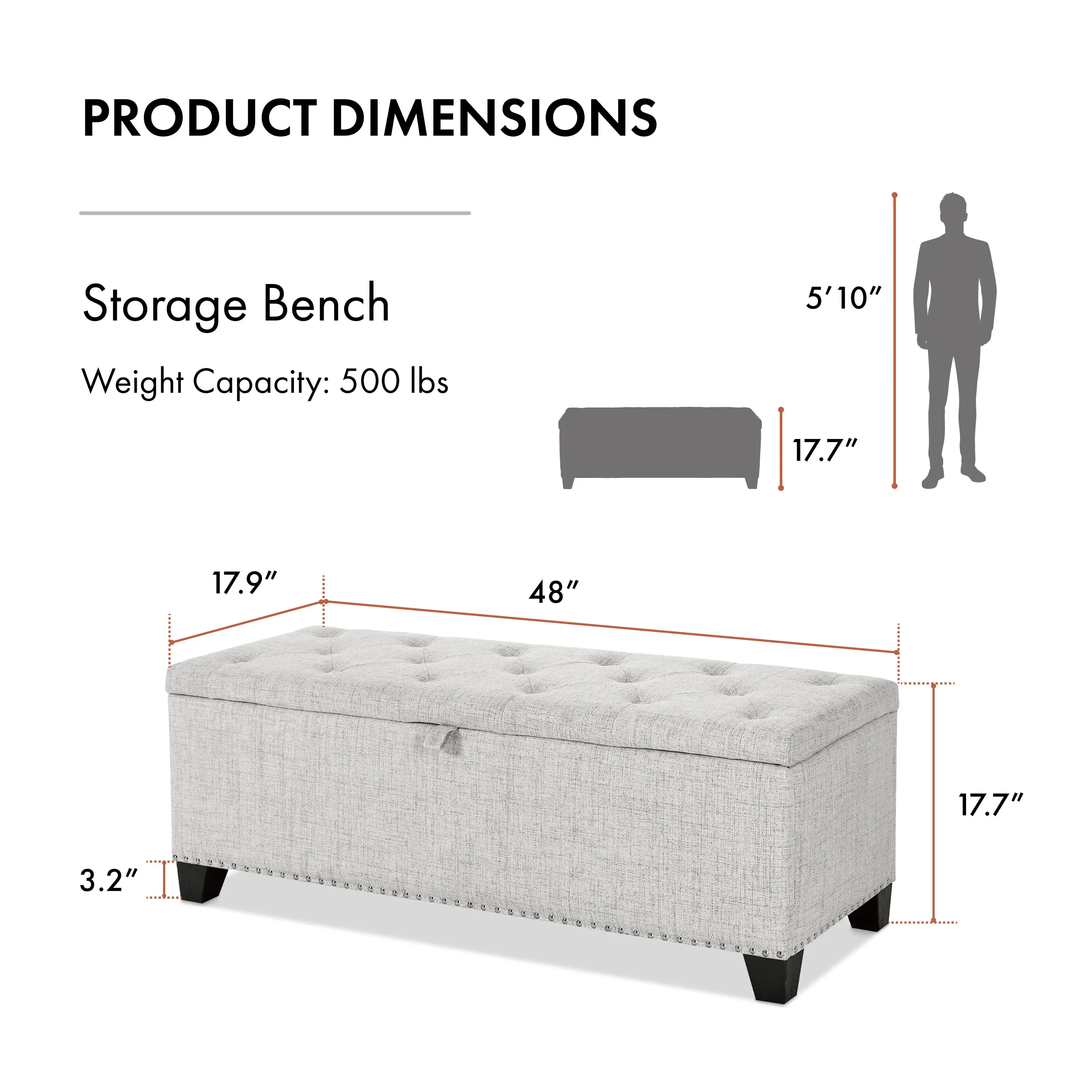 EC-BN2402IV Cole Off White Upholstered Linen Storage Bench-10