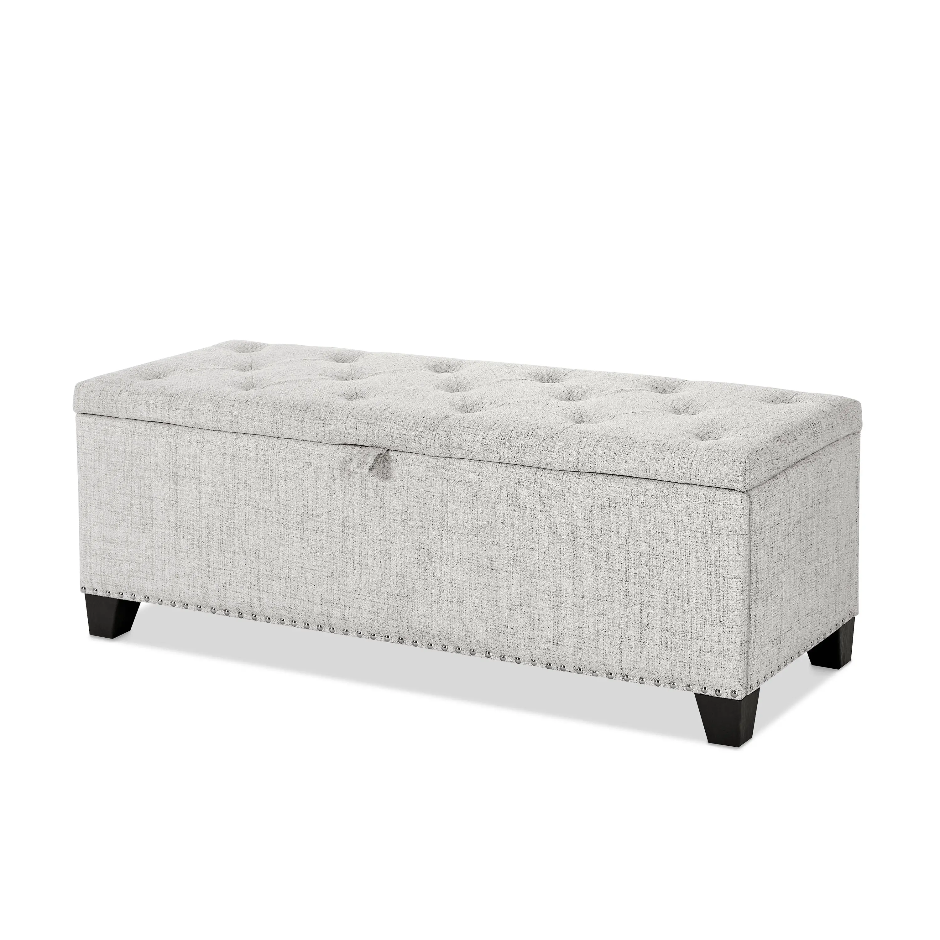 EC-BN2402IV Cole Off White Upholstered Linen Storage Bench-3