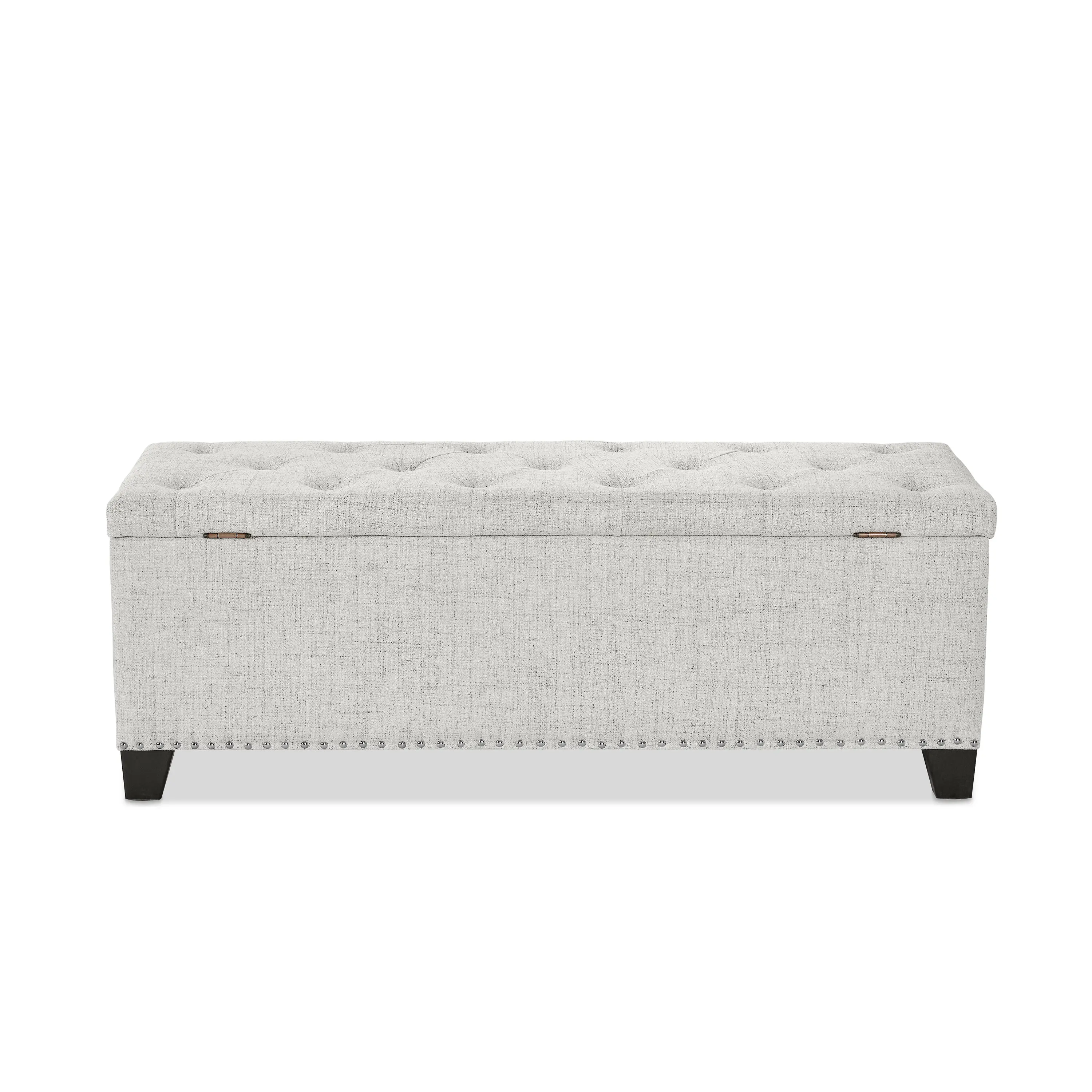 EC-BN2402IV Cole Off White Upholstered Linen Storage Bench-5