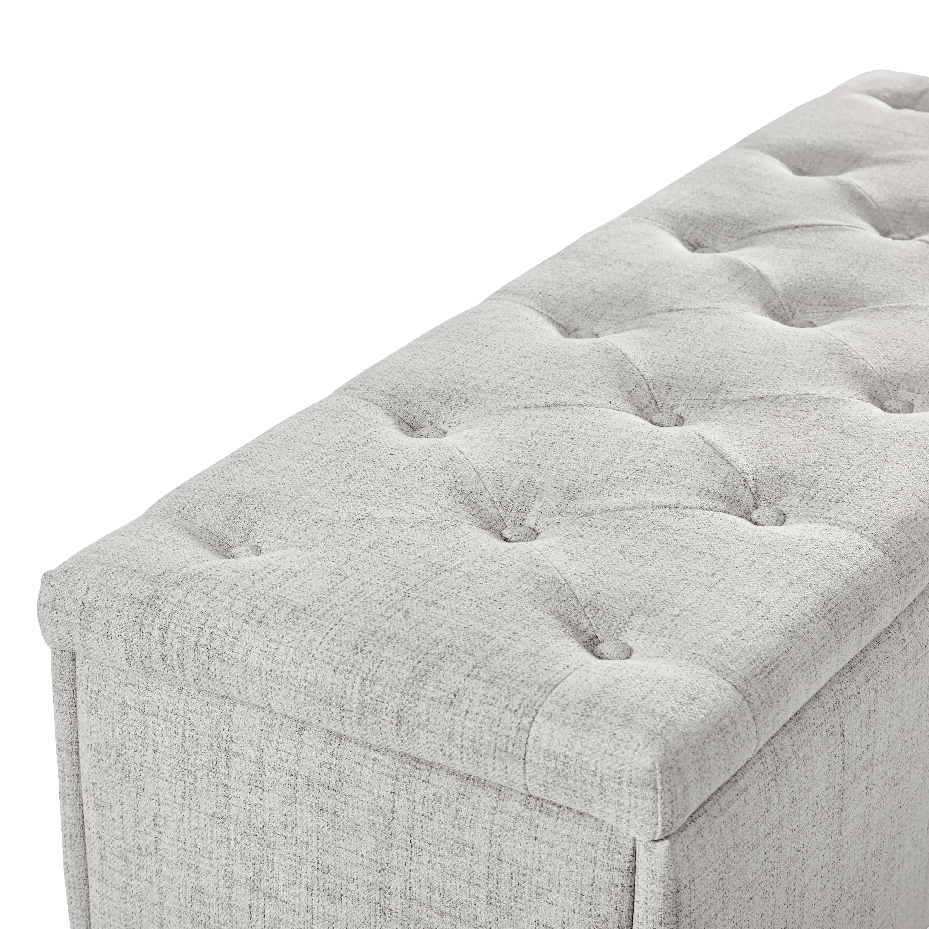 EC-BN2402IV Cole Off White Upholstered Linen Storage Bench-7