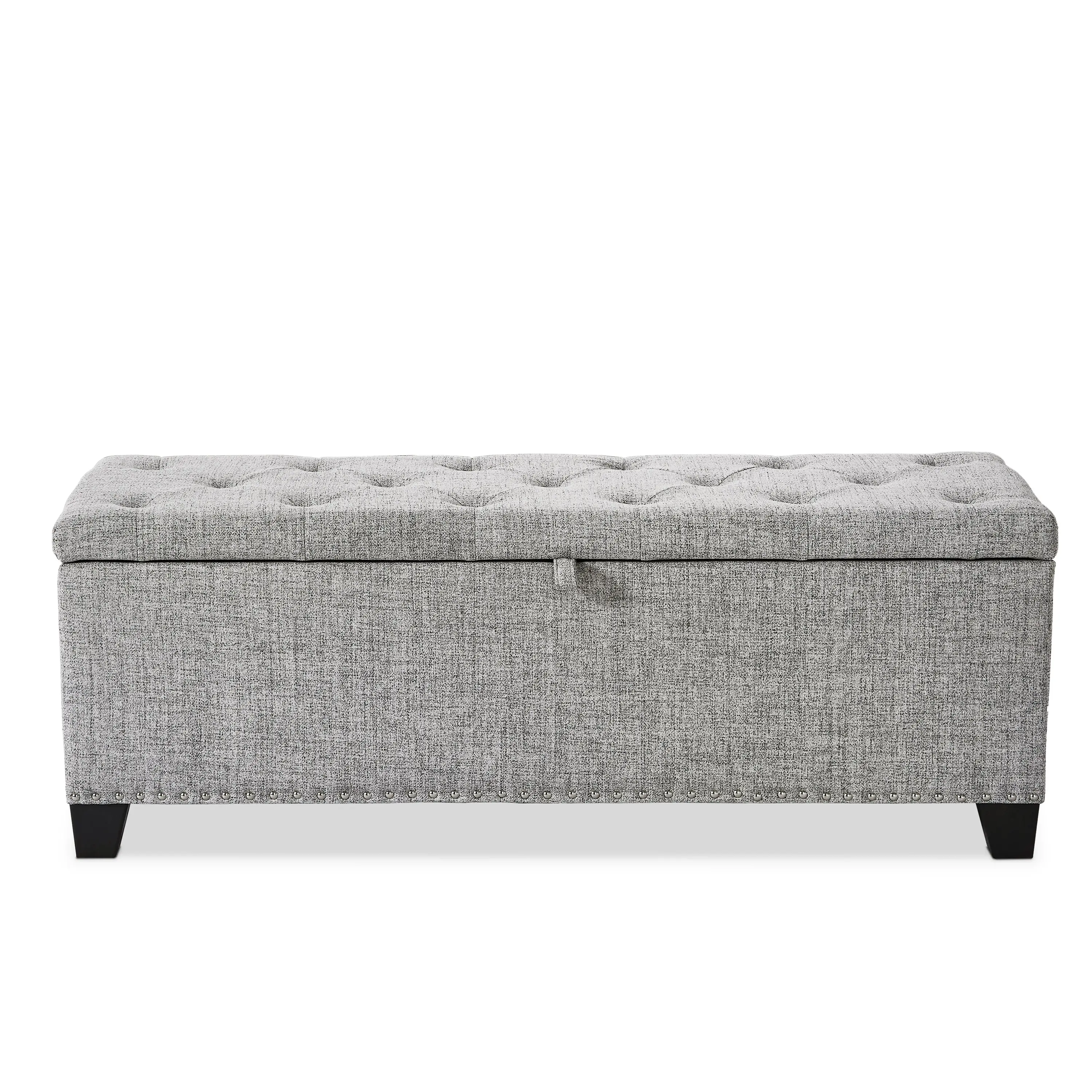 EC-BN2402LG Cole Light Gray Upholstered Linen Storage Bench-1