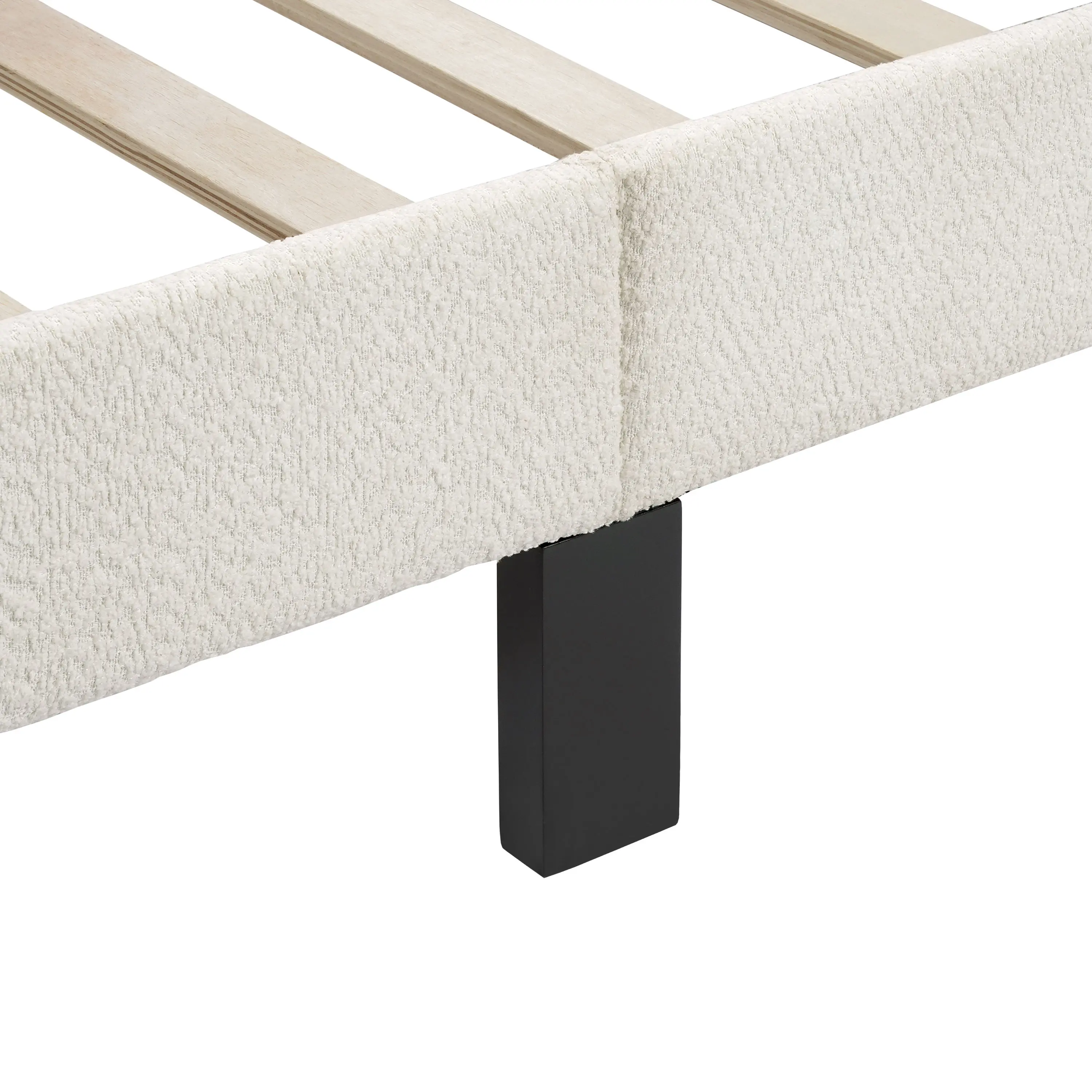 005L-7002WH-Q Gail White Boucle Queen Platform Bed with Rounded Headboard-11
