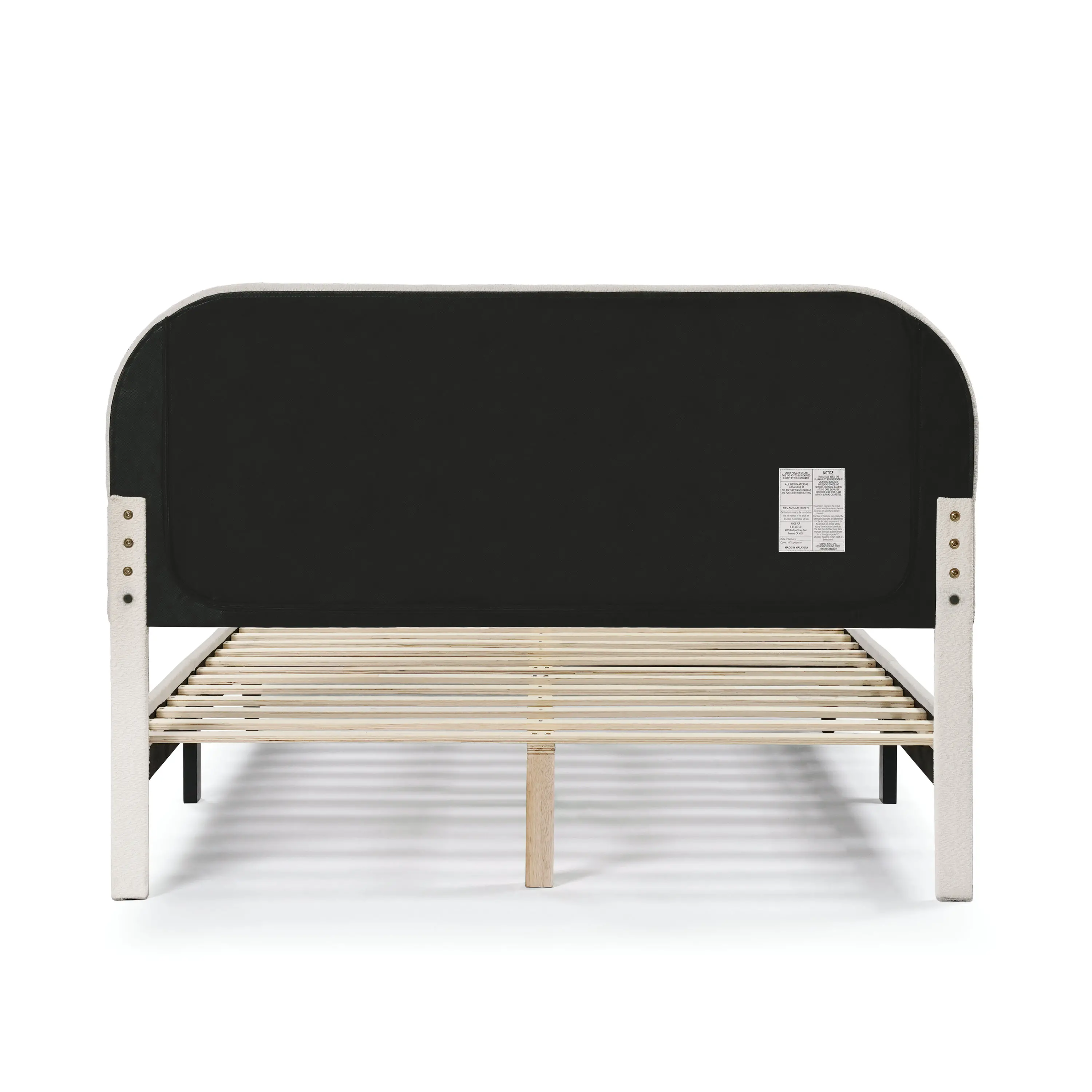 005L-7002WH-Q Gail White Boucle Queen Platform Bed with Rounded Headboard-5