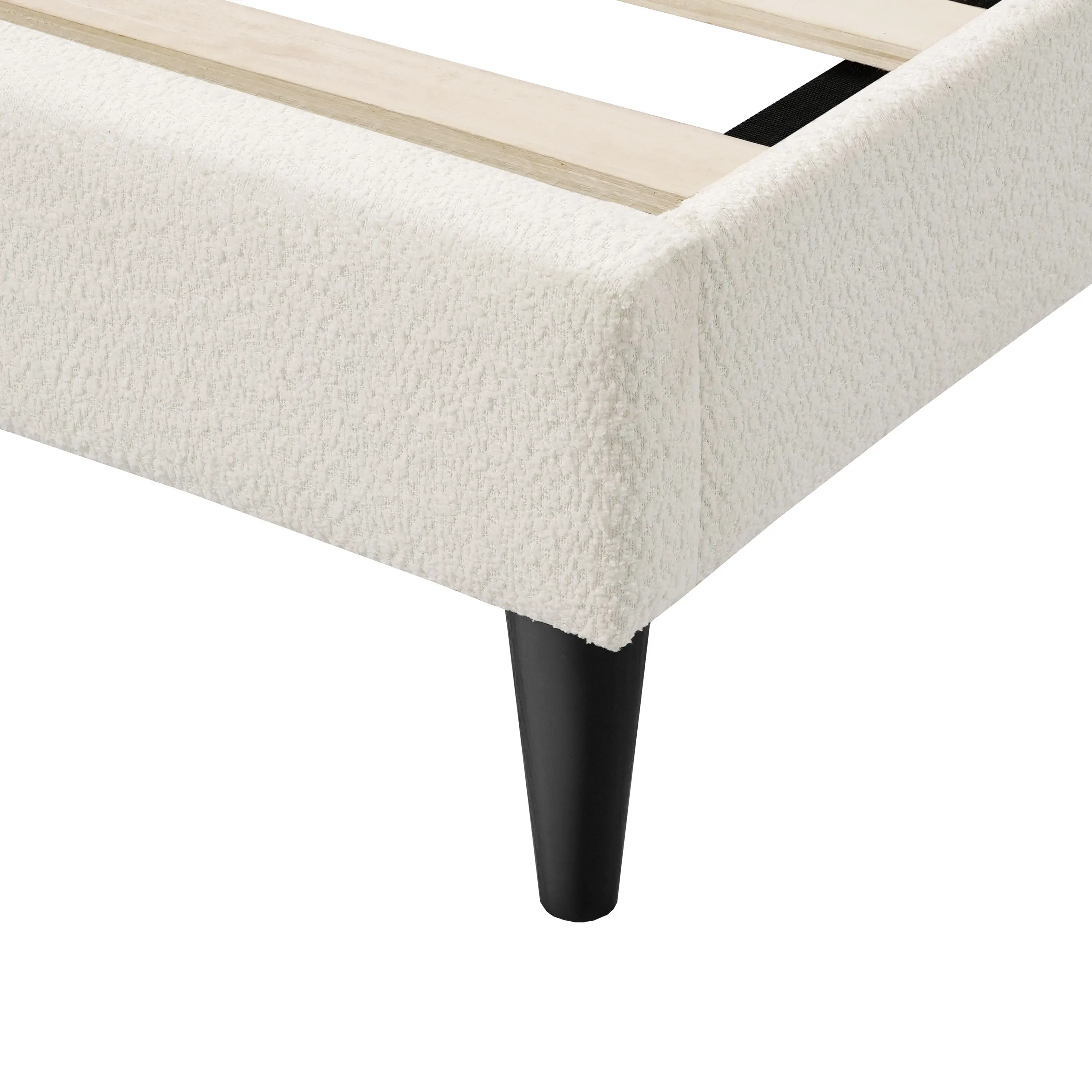 005L-7002WH-Q Gail White Boucle Queen Platform Bed with Rounded Headboard-8