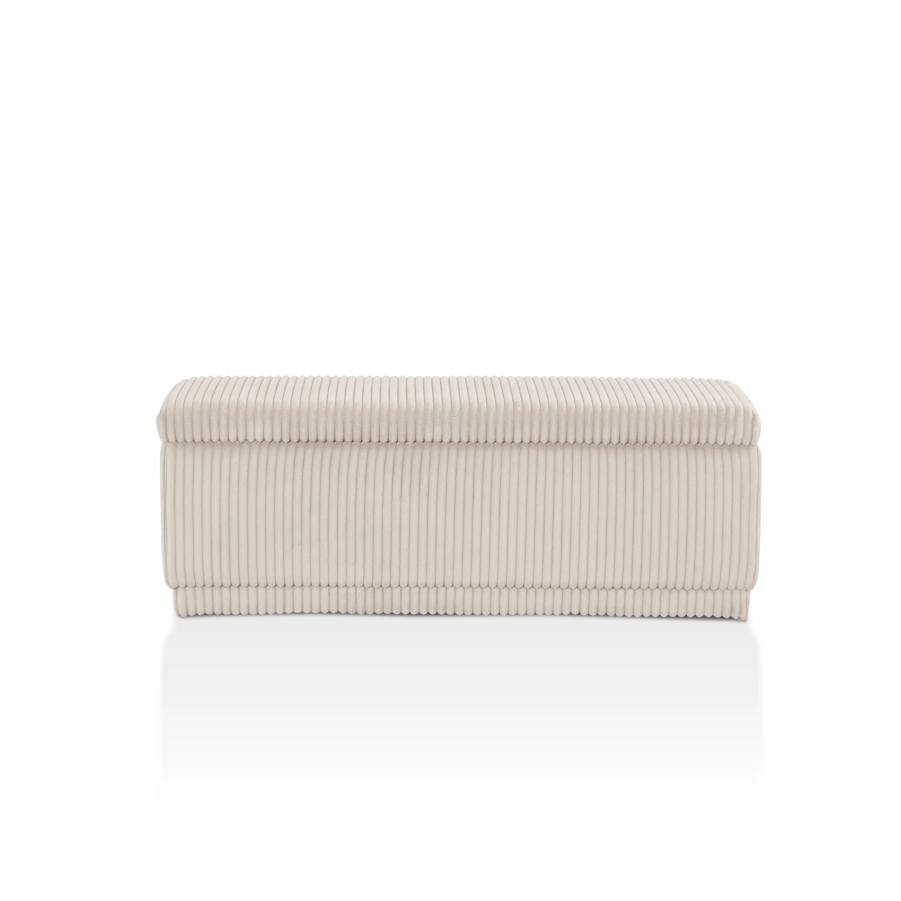EC-BN2404PK Elyndra Beige Pink Chenille Rectangular Storage Bench-1