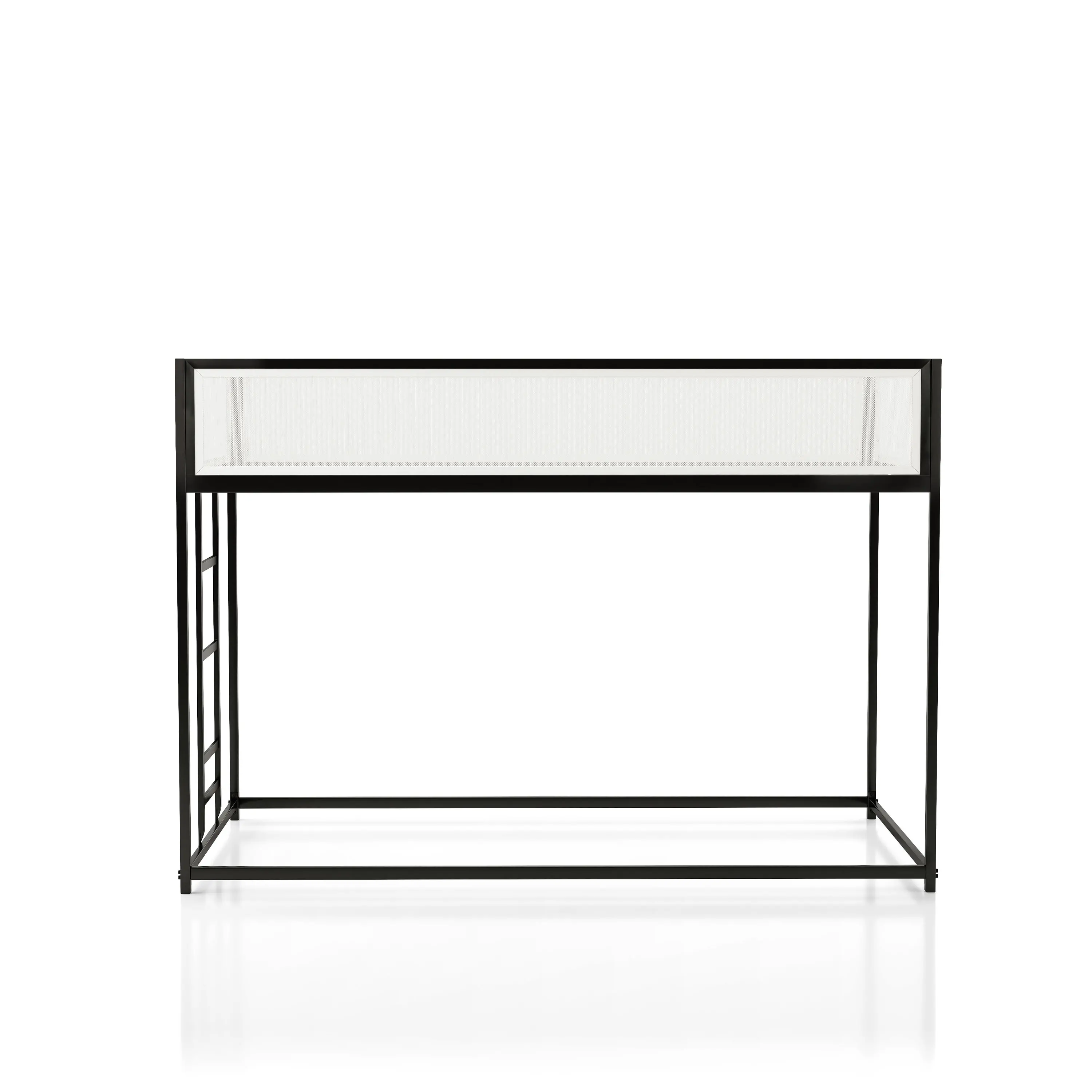 EC-BK702BK Jackson Black and White Metal Twin over Twin Low Profile Bunk Bed-1