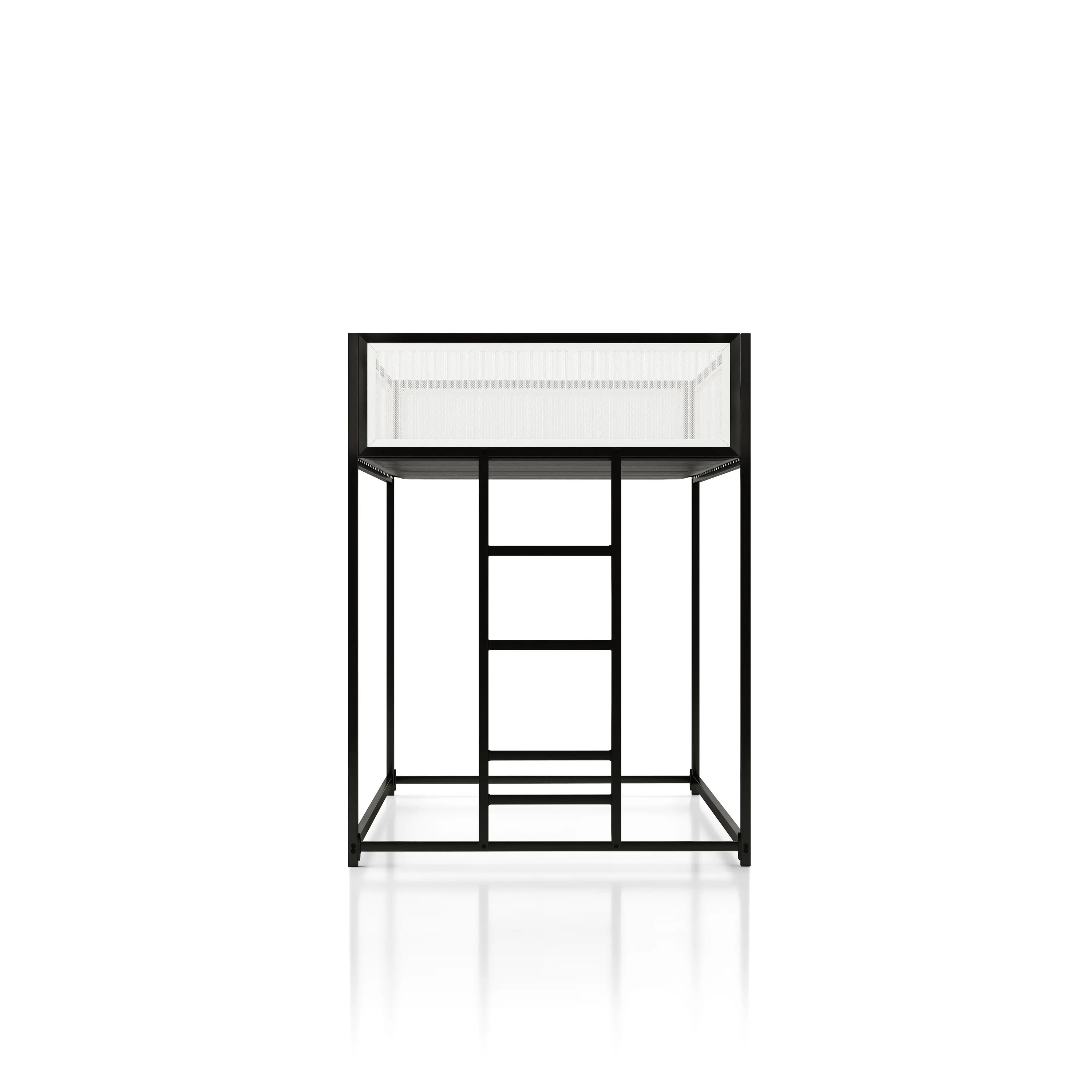 EC-BK702BK Jackson Black and White Metal Twin over Twin Low Profile Bunk Bed-4