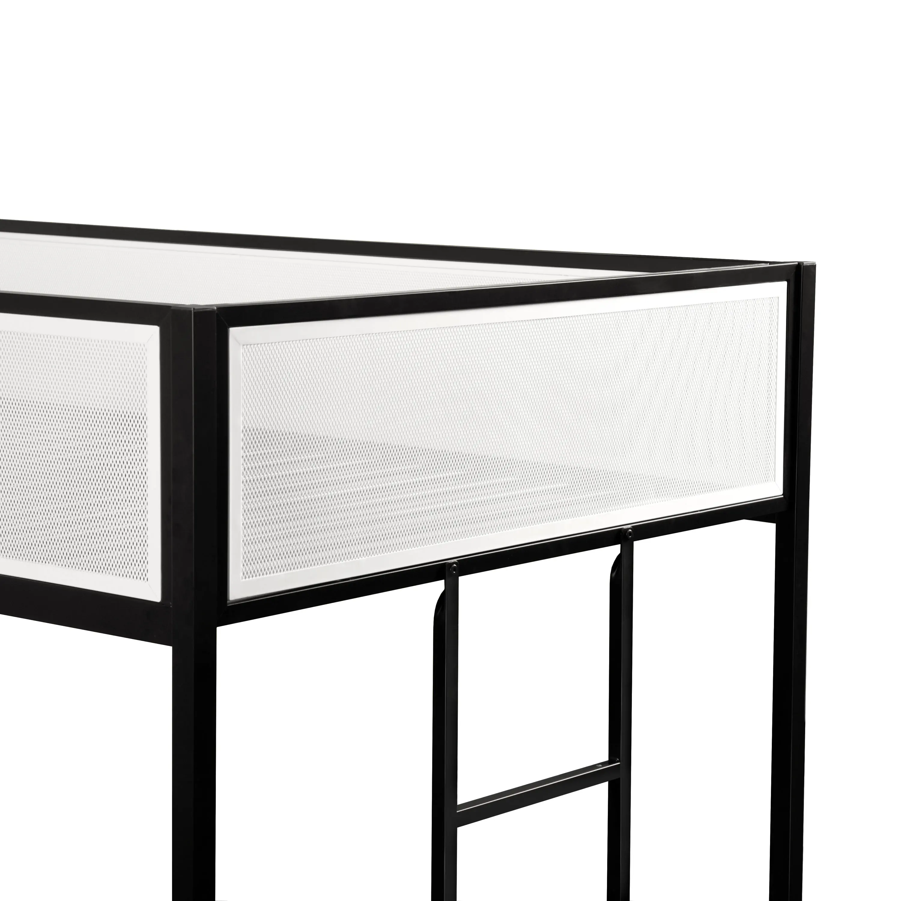 EC-BK702BK Jackson Black and White Metal Twin over Twin Low Profile Bunk Bed-5