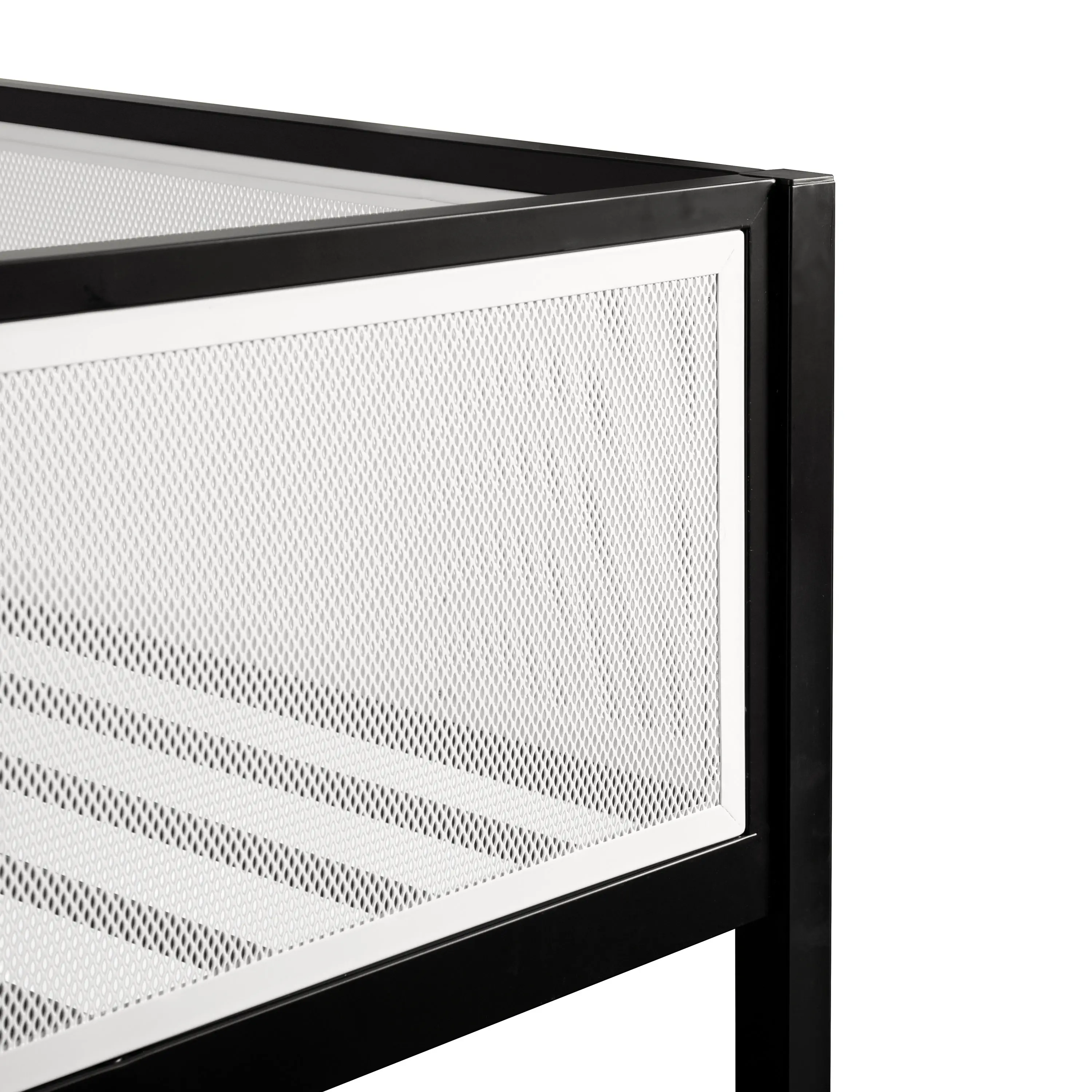 EC-BK702BK Jackson Black and White Metal Twin over Twin Low Profile Bunk Bed-6
