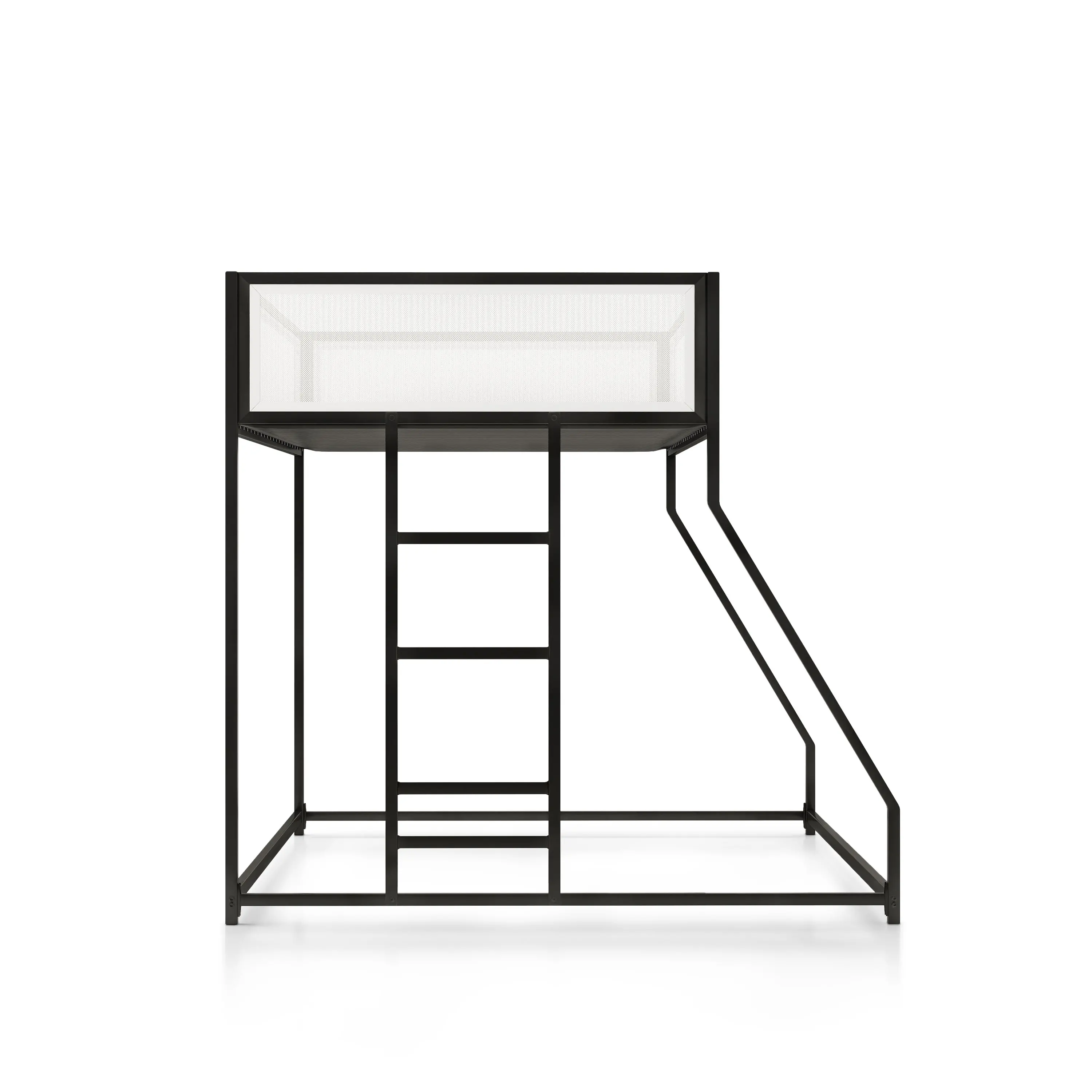 EC-BK704BK Jackson Black and White Metal Twin over Full Low Profile Bunk Bed-4