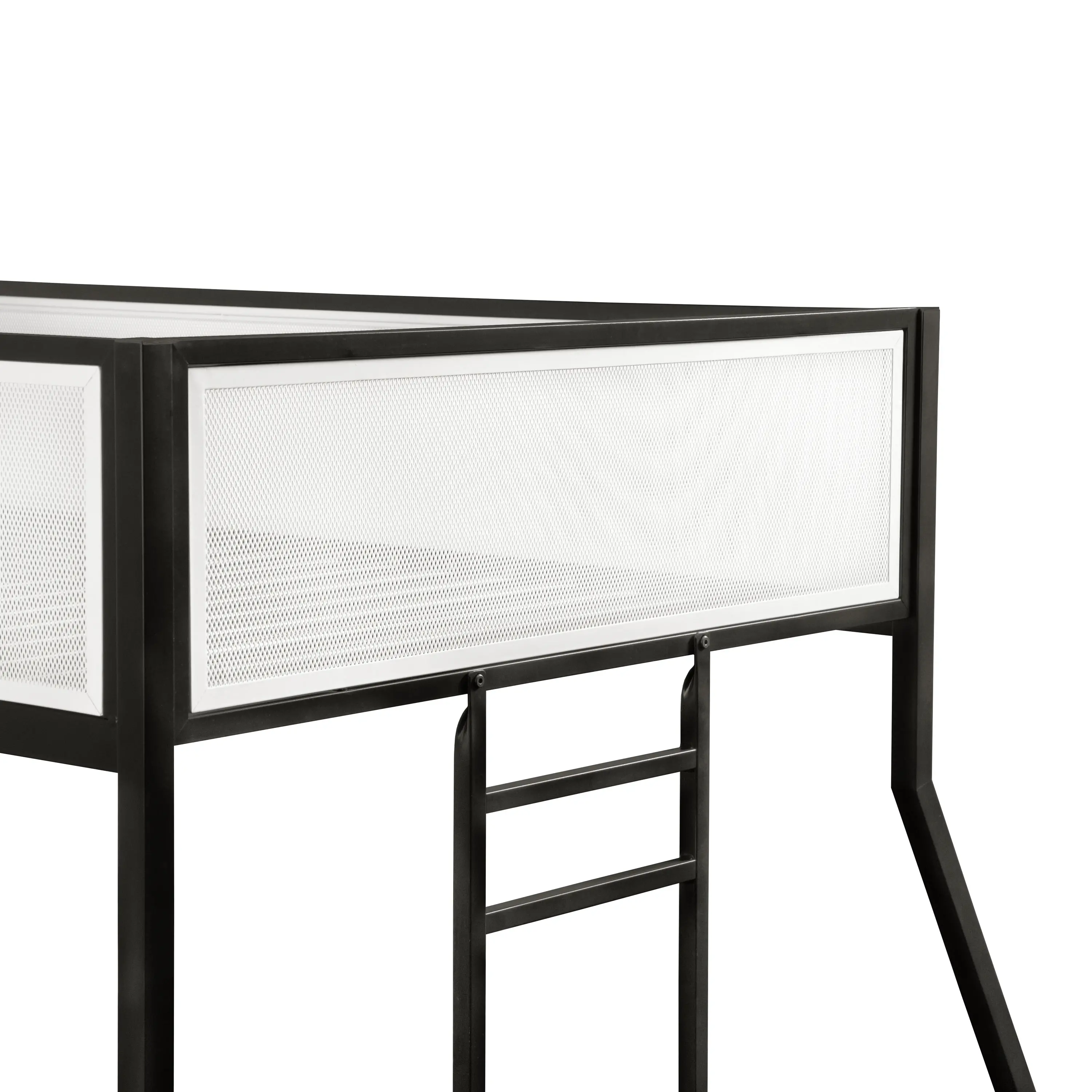 EC-BK704BK Jackson Black and White Metal Twin over Full Low Profile Bunk Bed-5