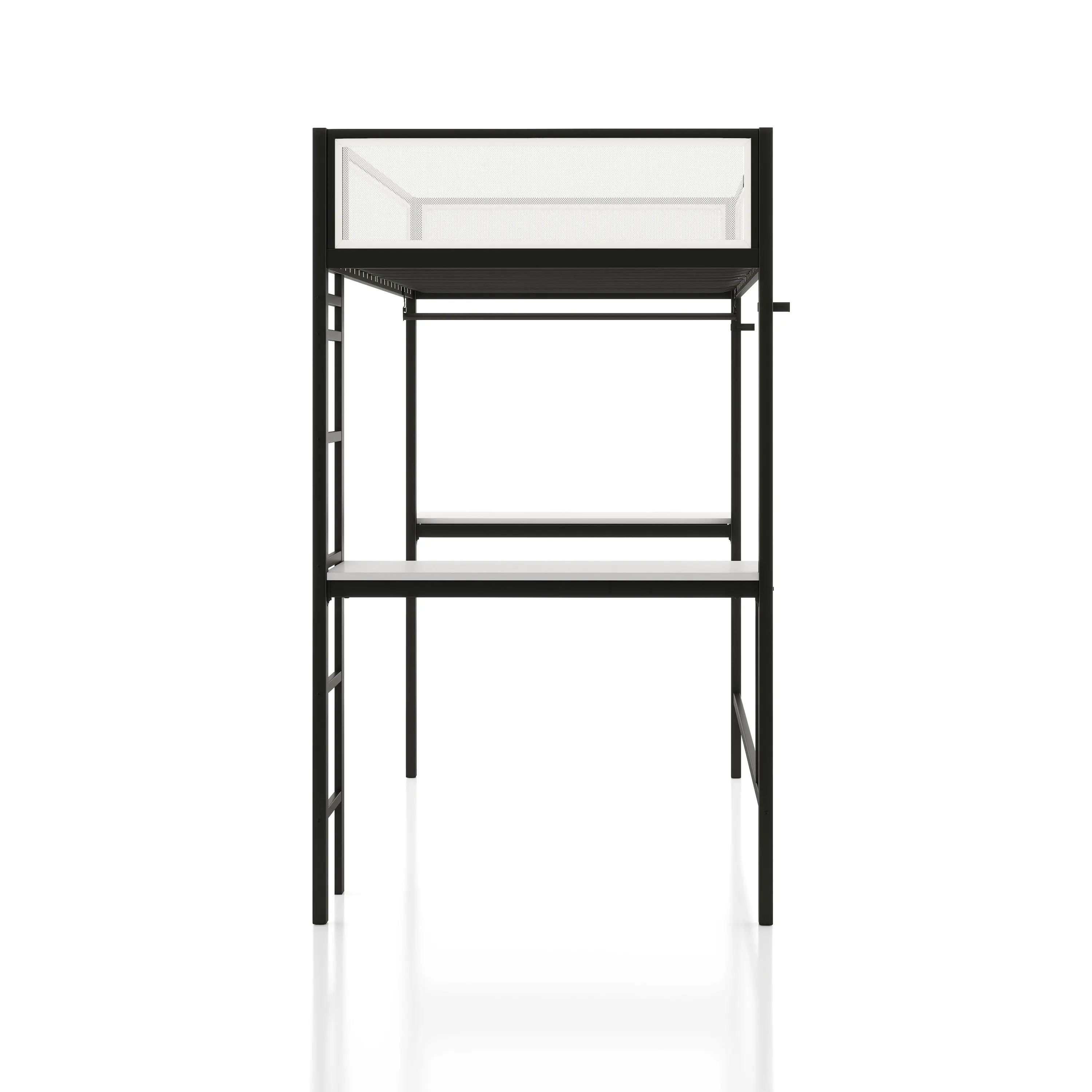 EC-BK705BK Jackson Black Metal Twin Loft Bed with Dual Desks-10