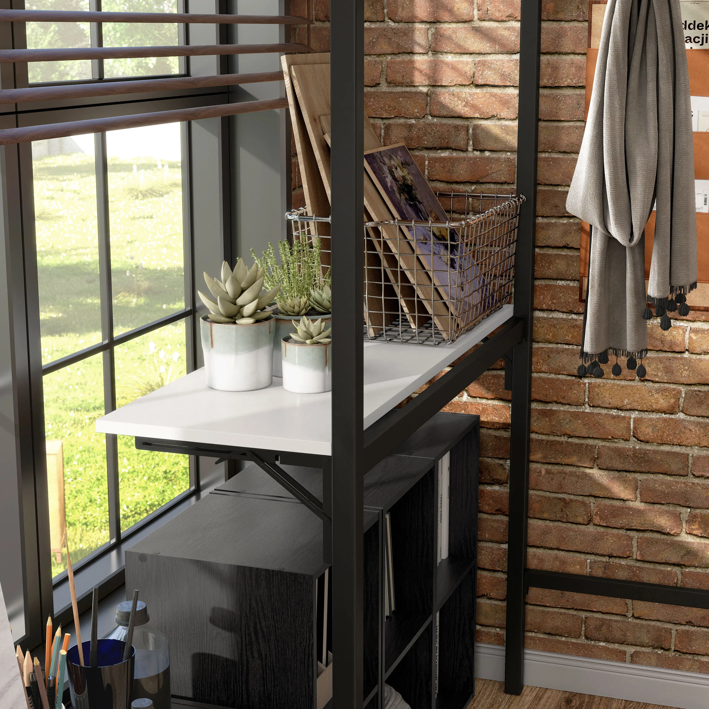 EC-BK705BK Jackson Black Metal Twin Loft Bed with Dual Desks-5