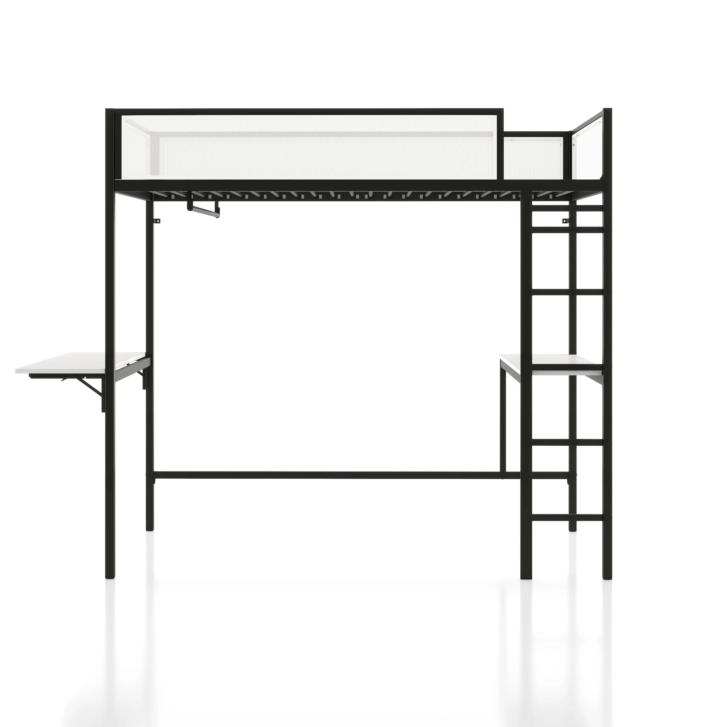 EC-BK705BK Jackson Black Metal Twin Loft Bed with Dual Desks-1