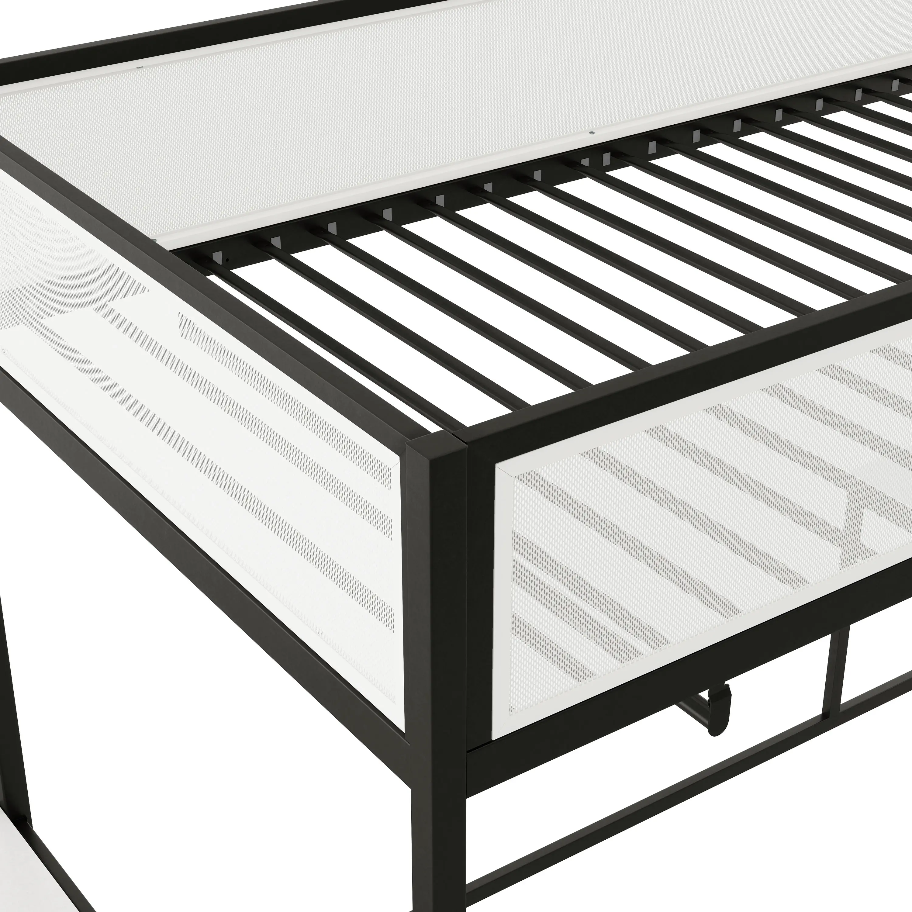 EC-BK705BK Jackson Black Metal Twin Loft Bed with Dual Desks-7