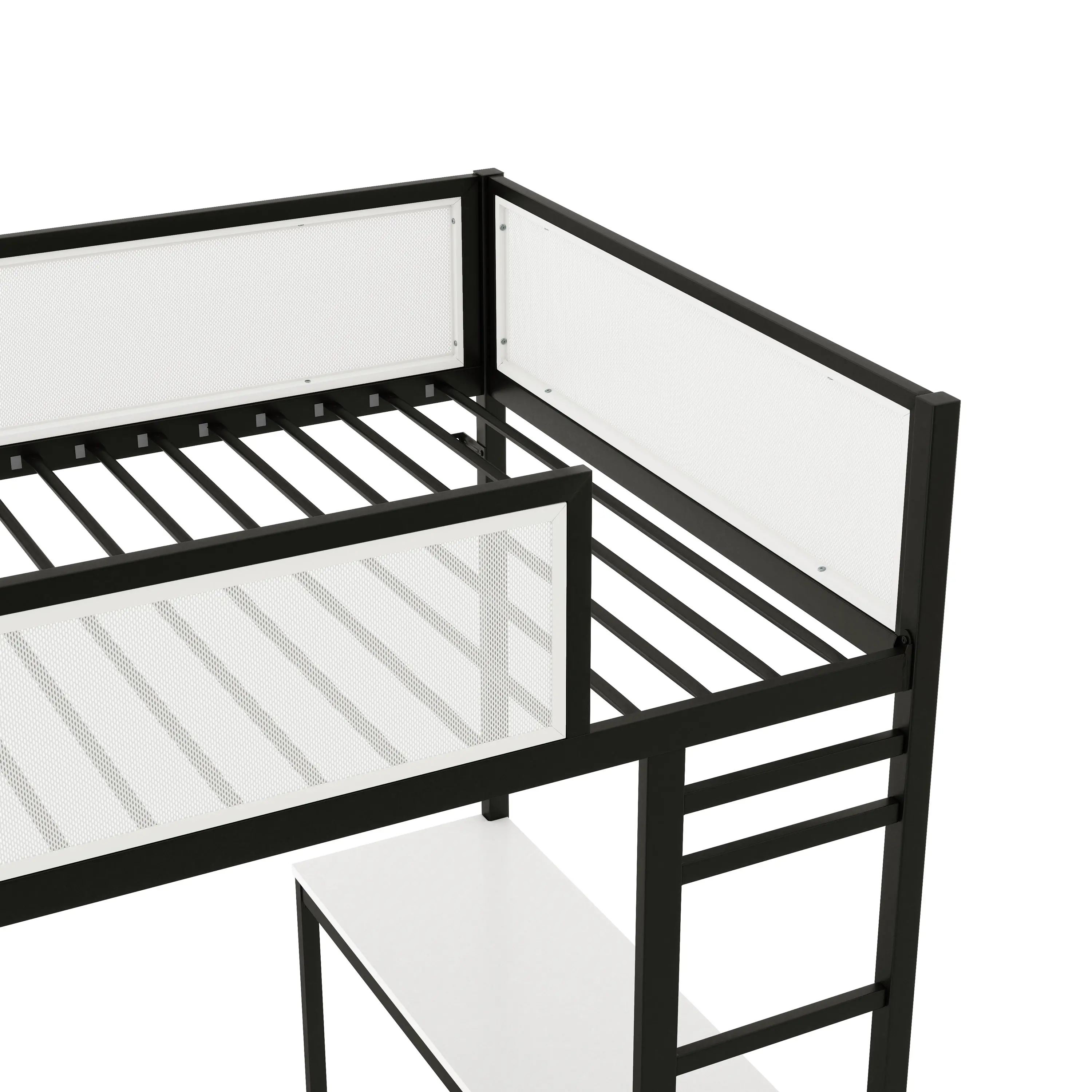 EC-BK705BK Jackson Black Metal Twin Loft Bed with Dual Desks-8